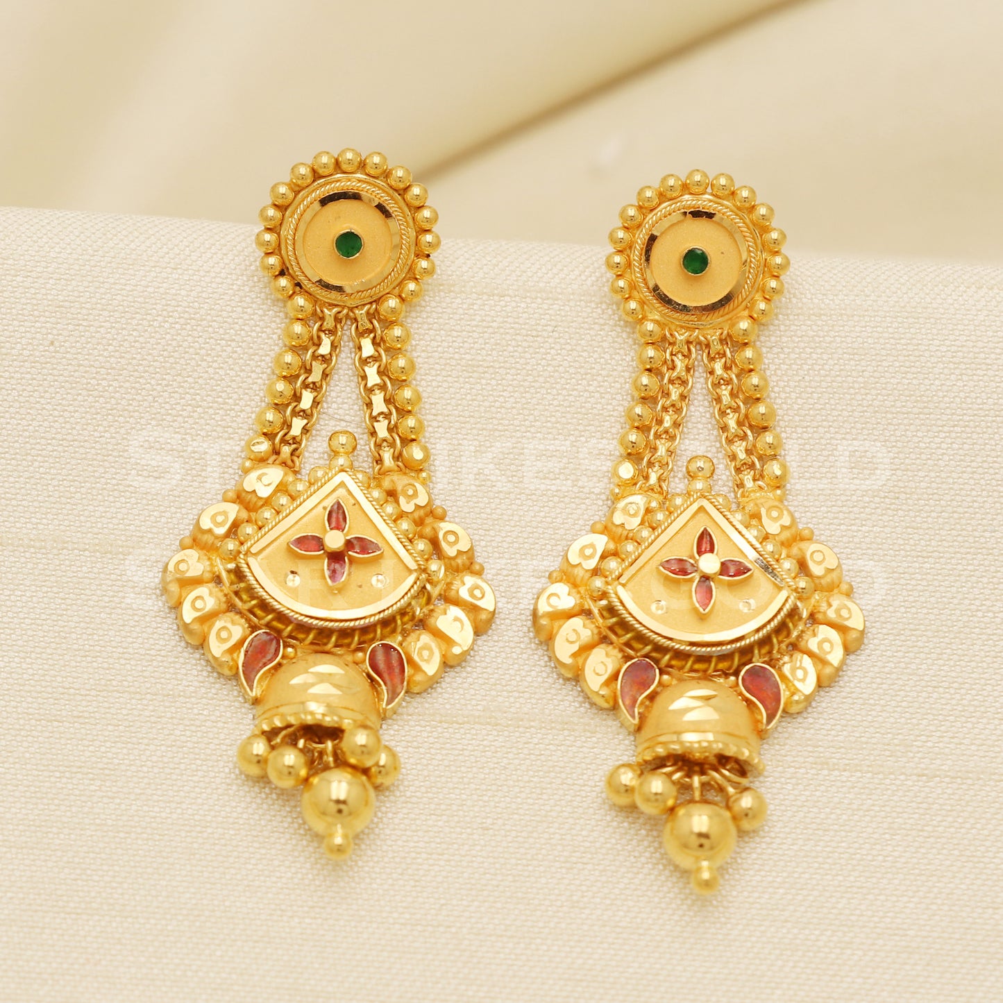 Fine 22KT916, 22 Karat GOLD NECKLACE set Jewelry, Indian jewelry B1297