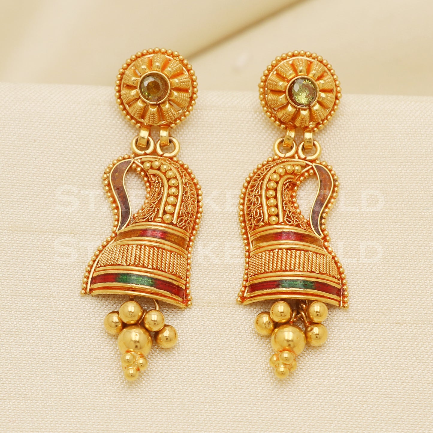 Fine 22KT916, 22 Karat GOLD NECKLACE set Jewelry, Indian jewelry B1298