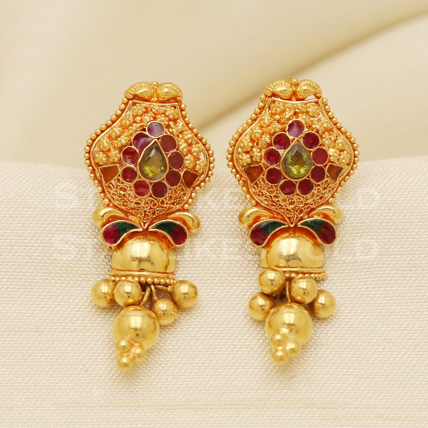 Fine 22KT916, 22 Karat GOLD NECKLACE set Jewelry, Indian jewelry B1299