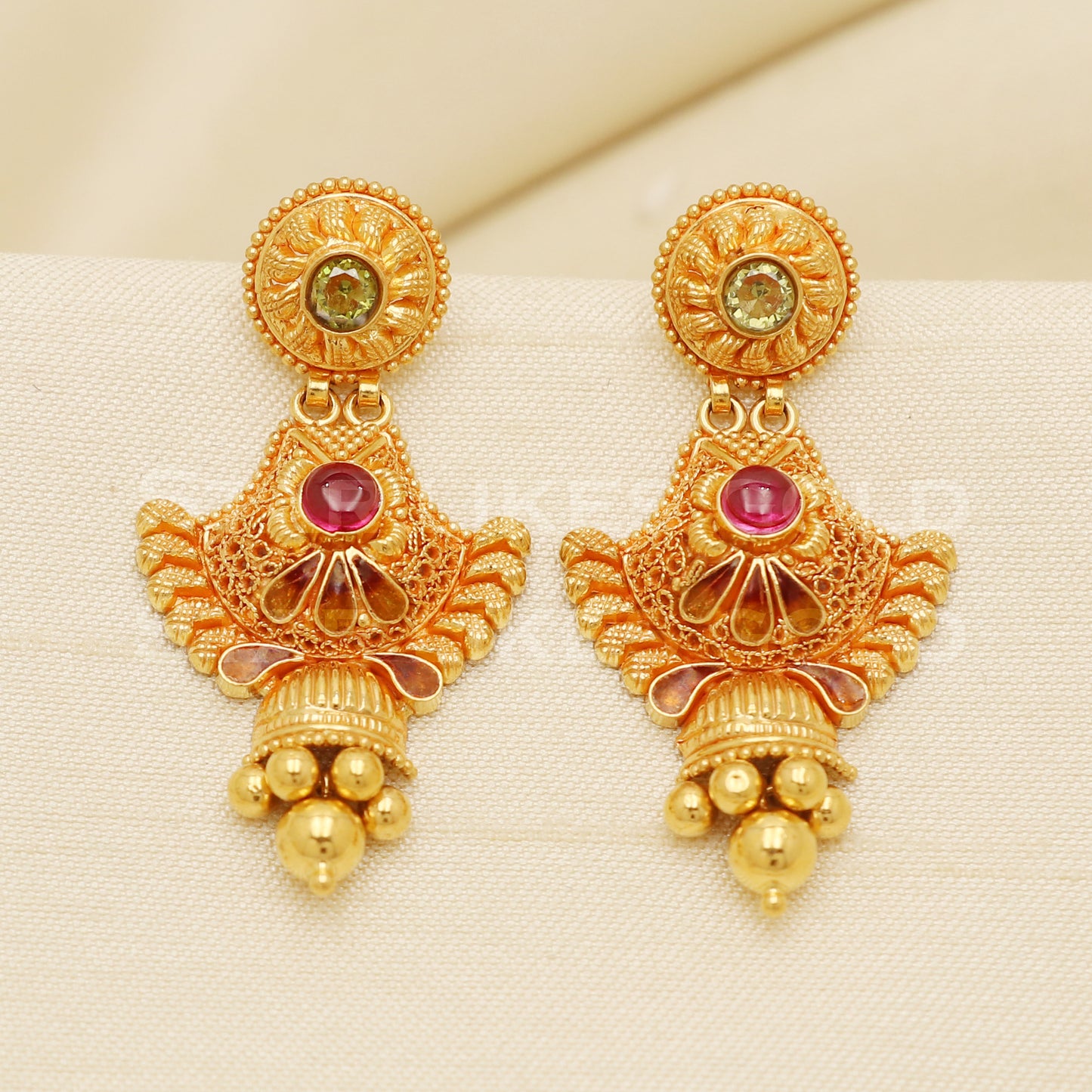 Fine 22KT916, 22 Karat GOLD NECKLACE set Jewelry, Indian jewelry B1300