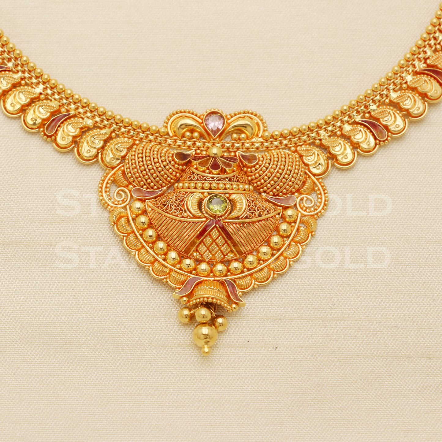 Fine 22KT916, 22 Karat GOLD NECKLACE set Jewelry, Indian jewelry B1301