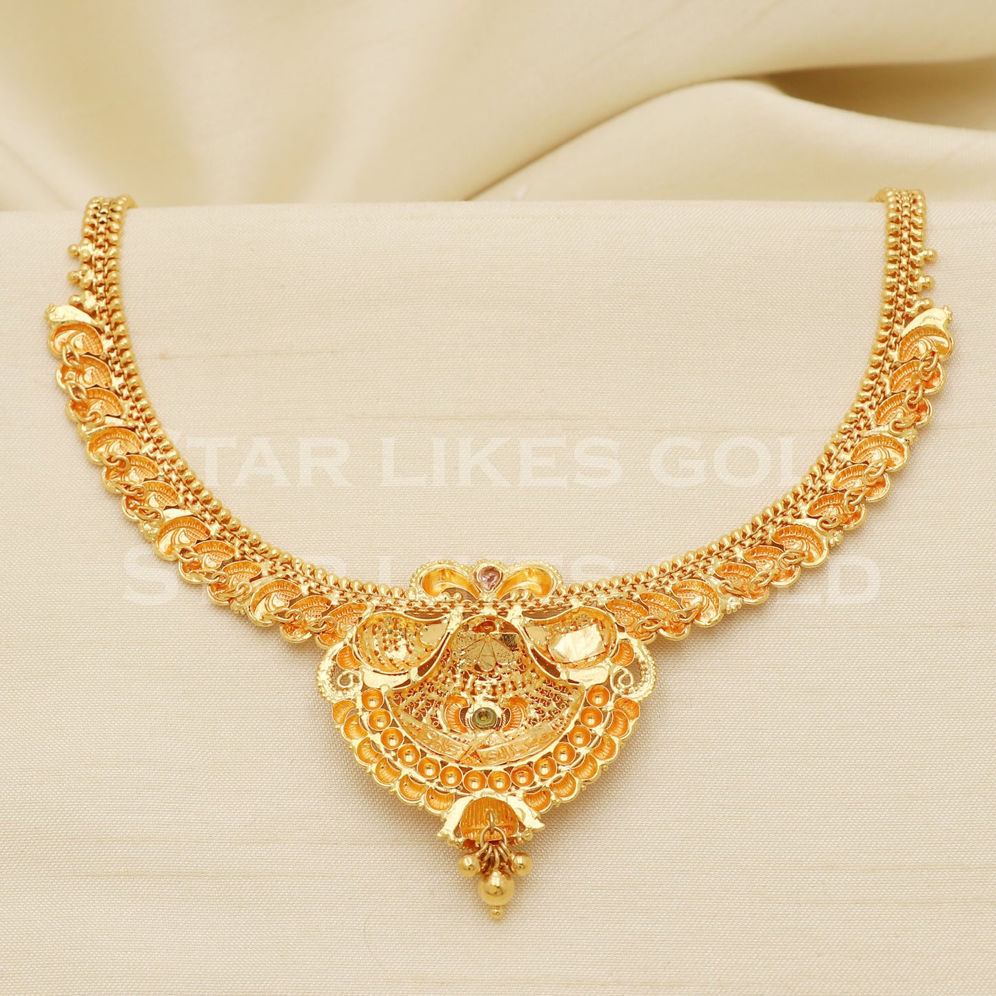 Fine 22KT916, 22 Karat GOLD NECKLACE set Jewelry, Indian jewelry B1301