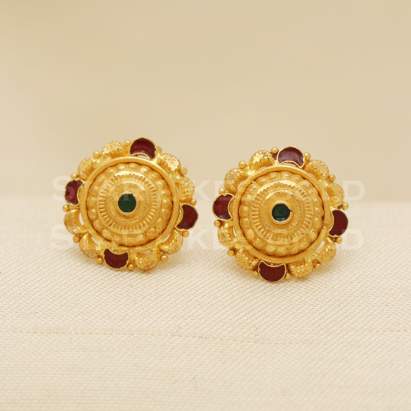 22 karat 22k gold stud earrings jewelry, B1337