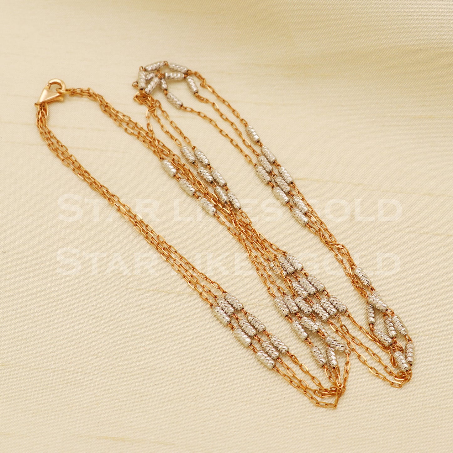 18k gold chain necklace Handmade fine Jewelry, wedding style Jewelry, B1442