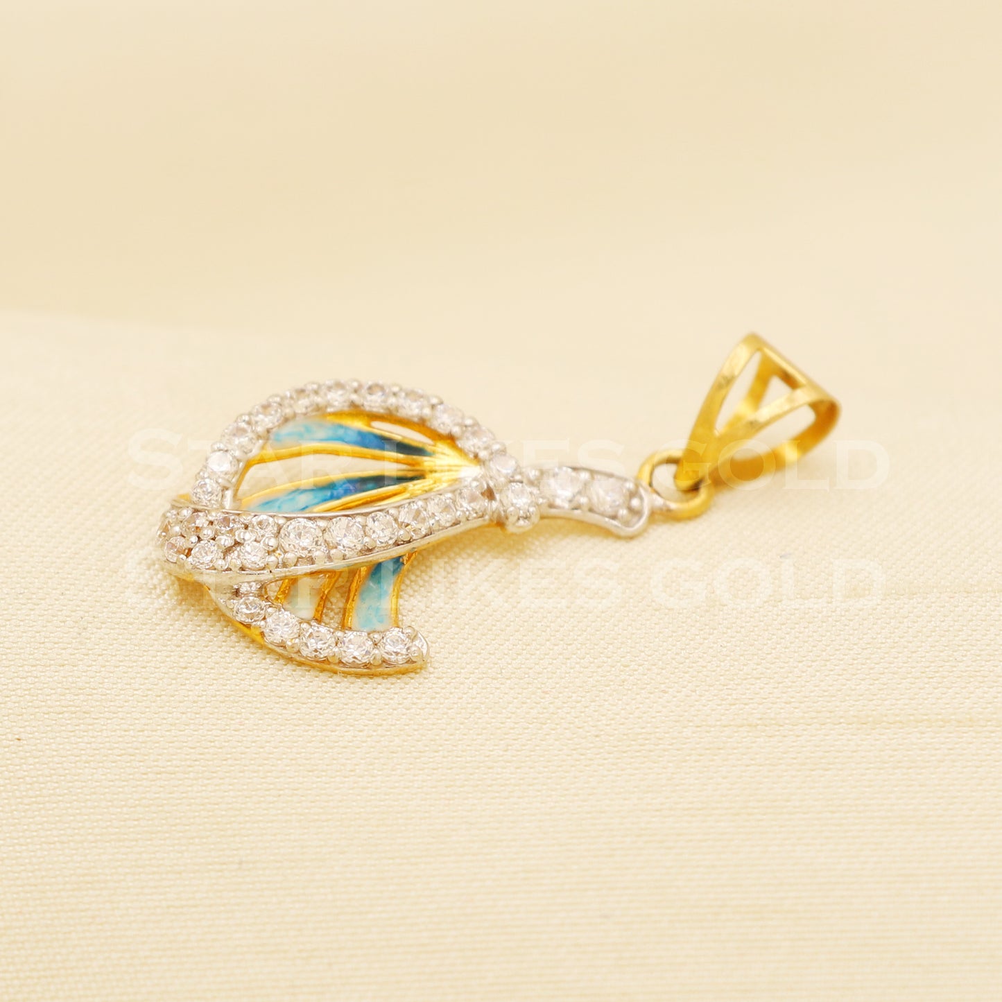 Beautiful 18k Yellow Gold Handmade Zircon Pendant 18k Jewelry, B1490