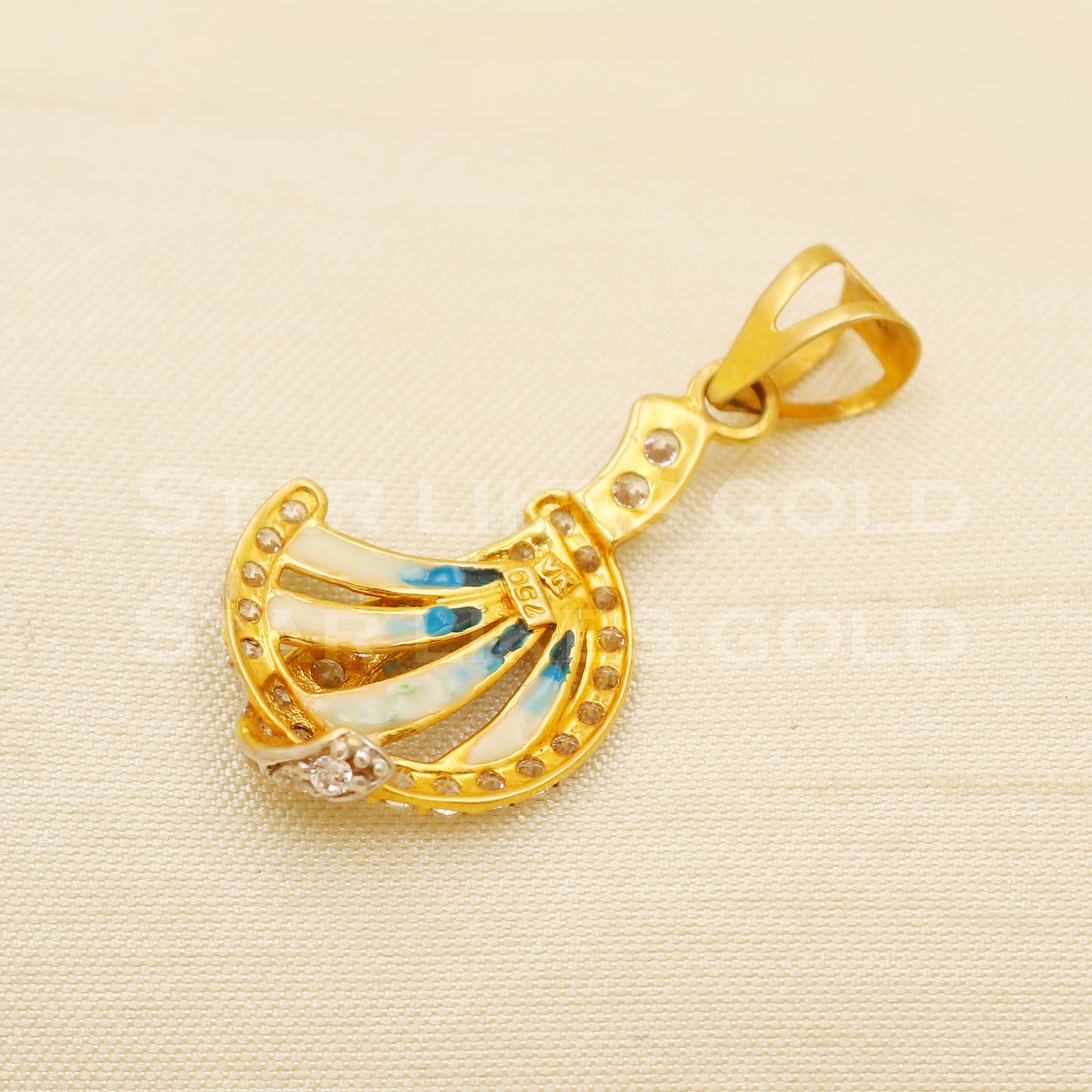 Beautiful 18k Yellow Gold Handmade Zircon Pendant 18k Jewelry, B1490