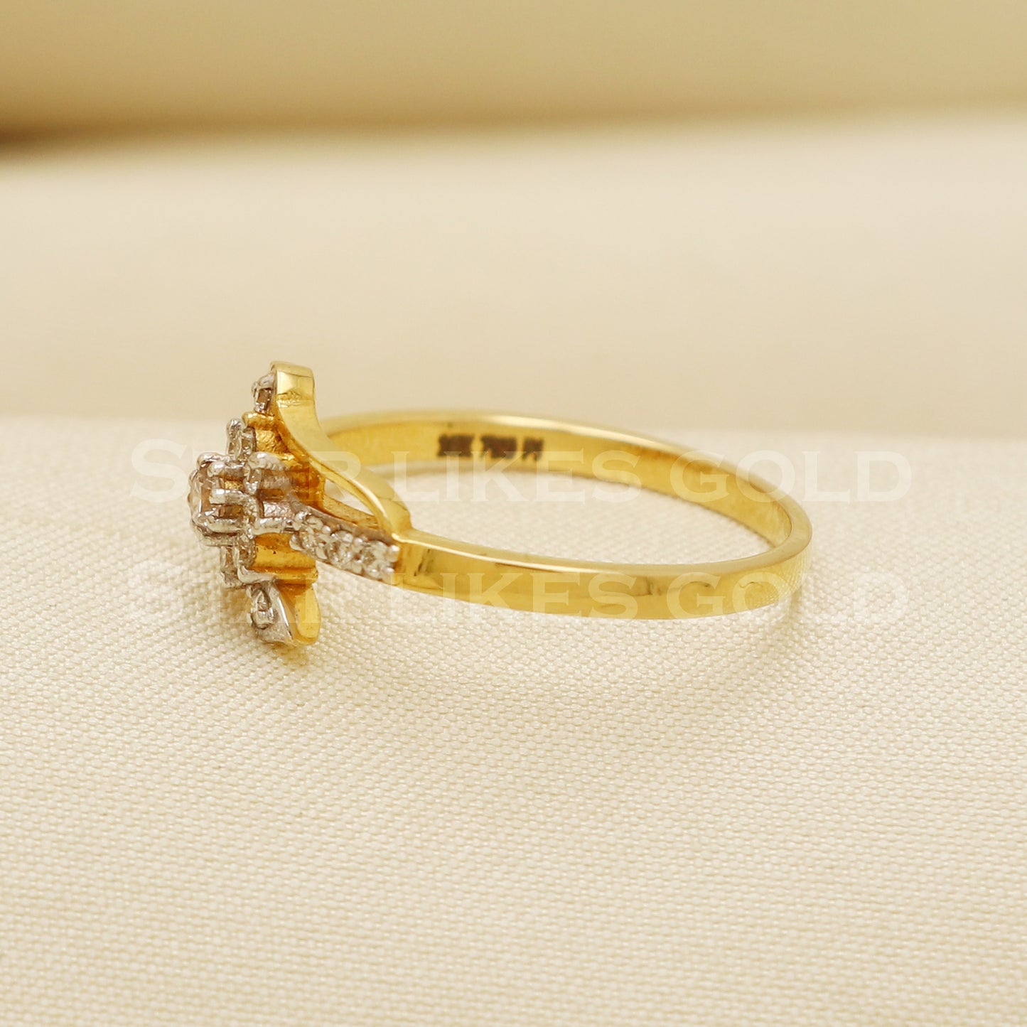 Handmade Natural Diamond Ring from India,18K gold Wt 2.65g, Diamond 0.27cts, Ring Size US All, 9mm, PR1001