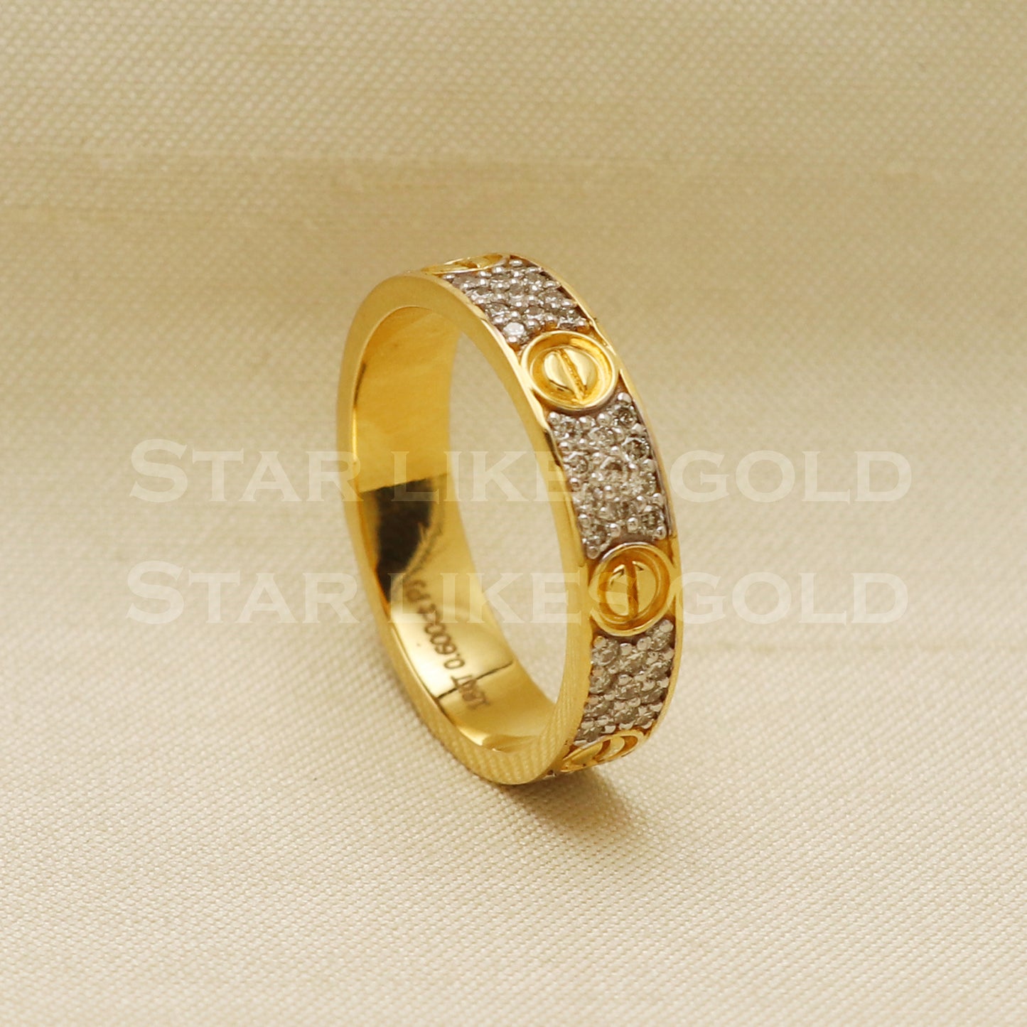 Handmade Natural Diamond Ring from India,18K gold Wt 4.04g, Diamond 0.60cts, Ring Size US All, width 4mm, PR1004
