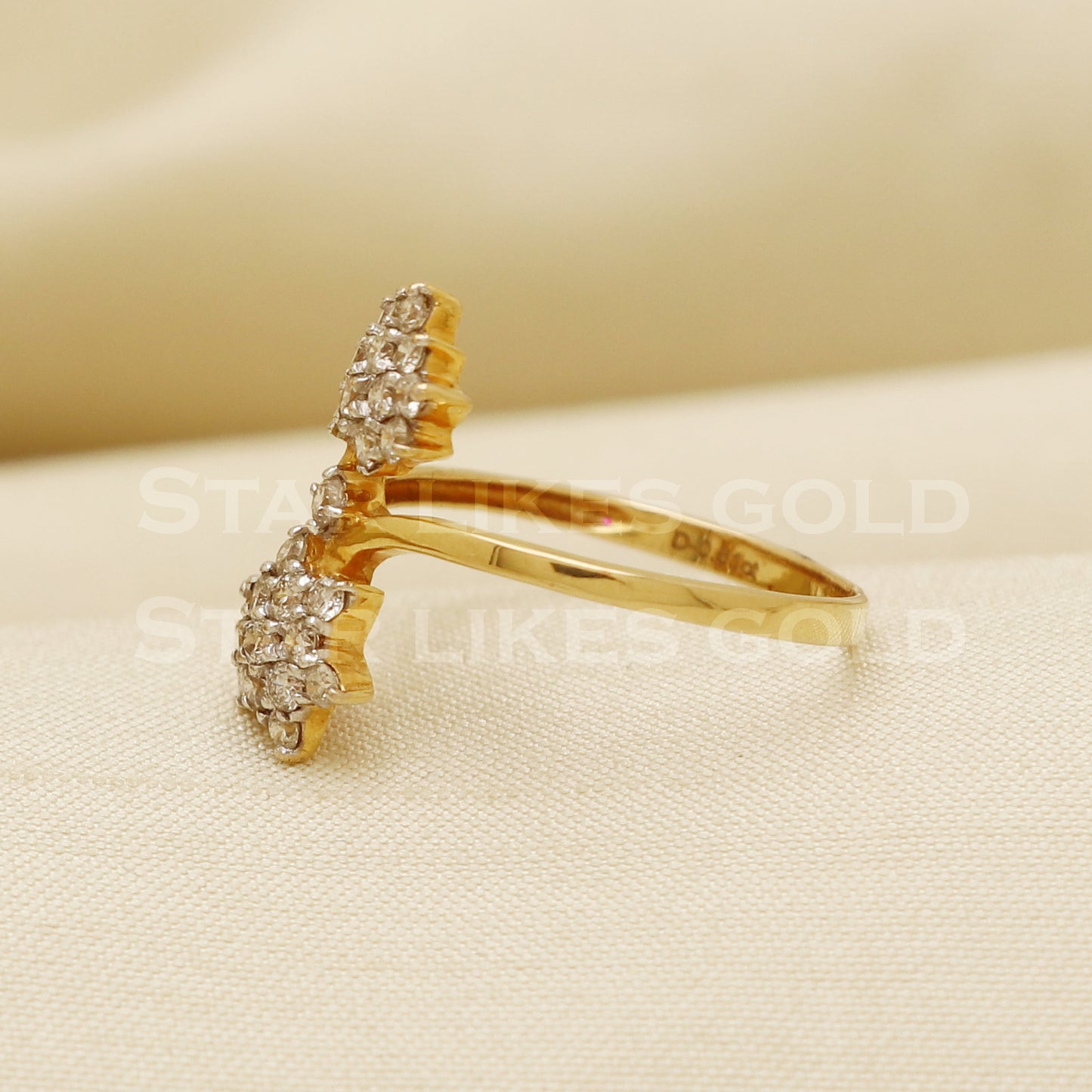 Handmade Natural Diamond Ring from India,18K gold Wt 2.14g, Diamond 0.61cts, Ring Size US All, width 17mm, PR1021