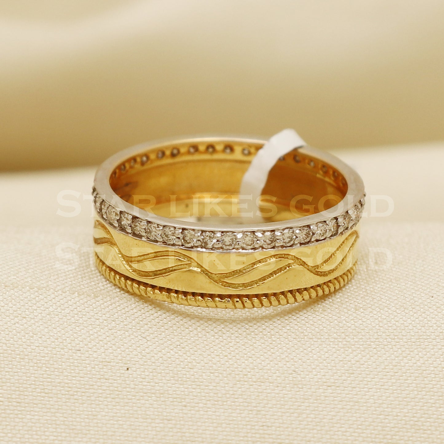Handmade Natural Diamond Ring from India,18K gold Wt 4.13g, Diamond 0.43cts, Ring Size US All, width 6mm, PR1023