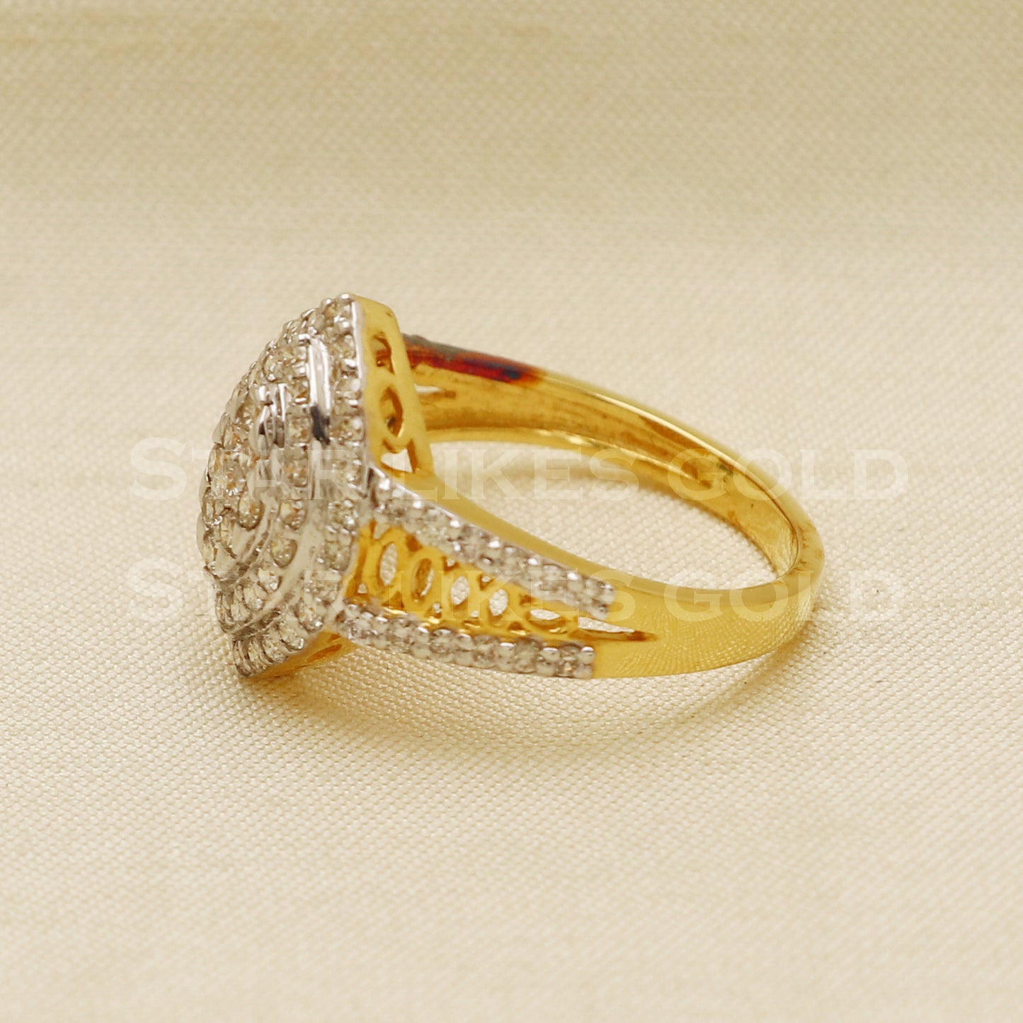 Handmade Natural Diamond Ring from India,18K gold Wt 4.24g, Diamond 0.81cts, Ring Size US All, width 16mm, PR1024