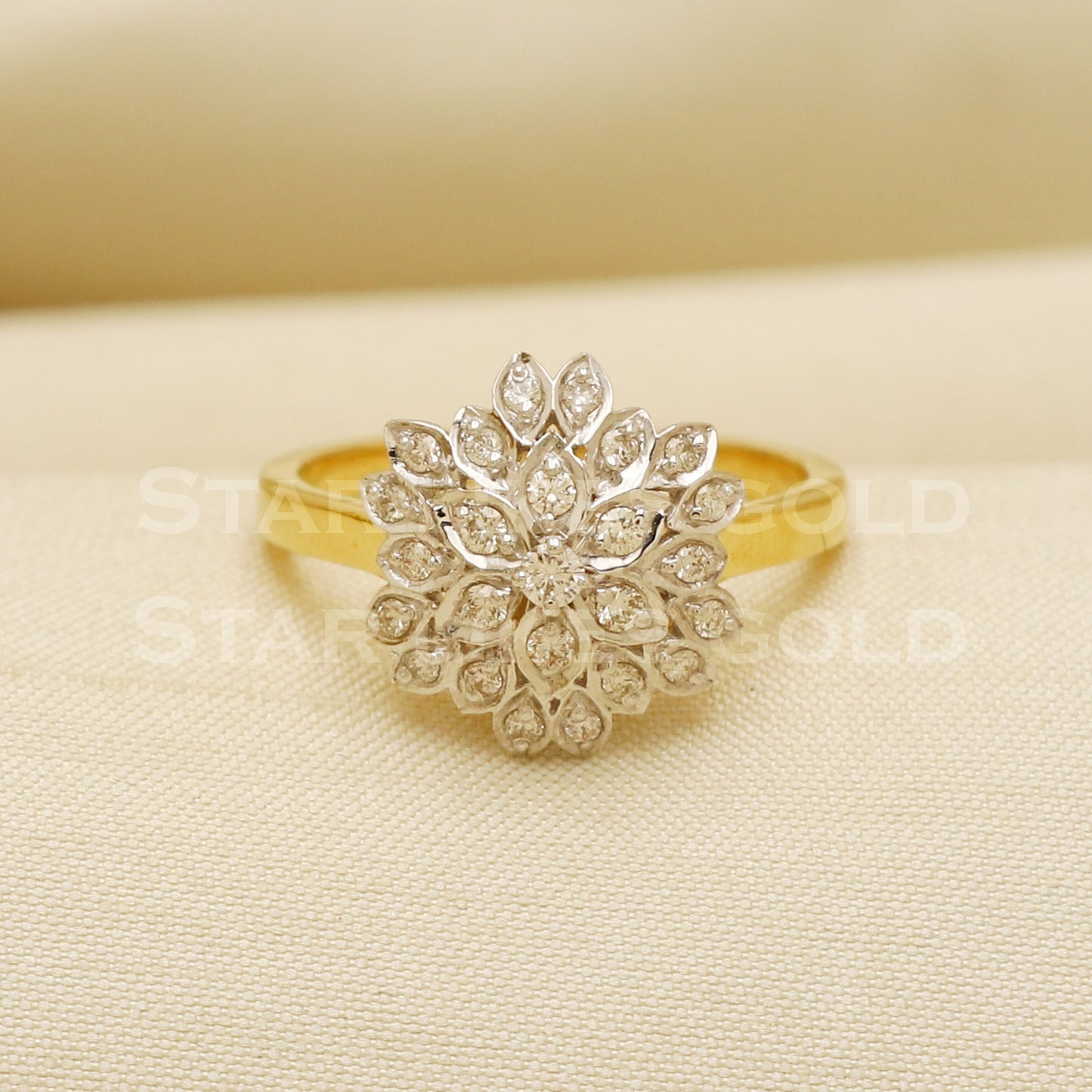Handmade Natural Diamond Ring from India,14K gold Wt 3.84g, Diamond 0.3cts, Ring Size US All, width 13mm, PR1026