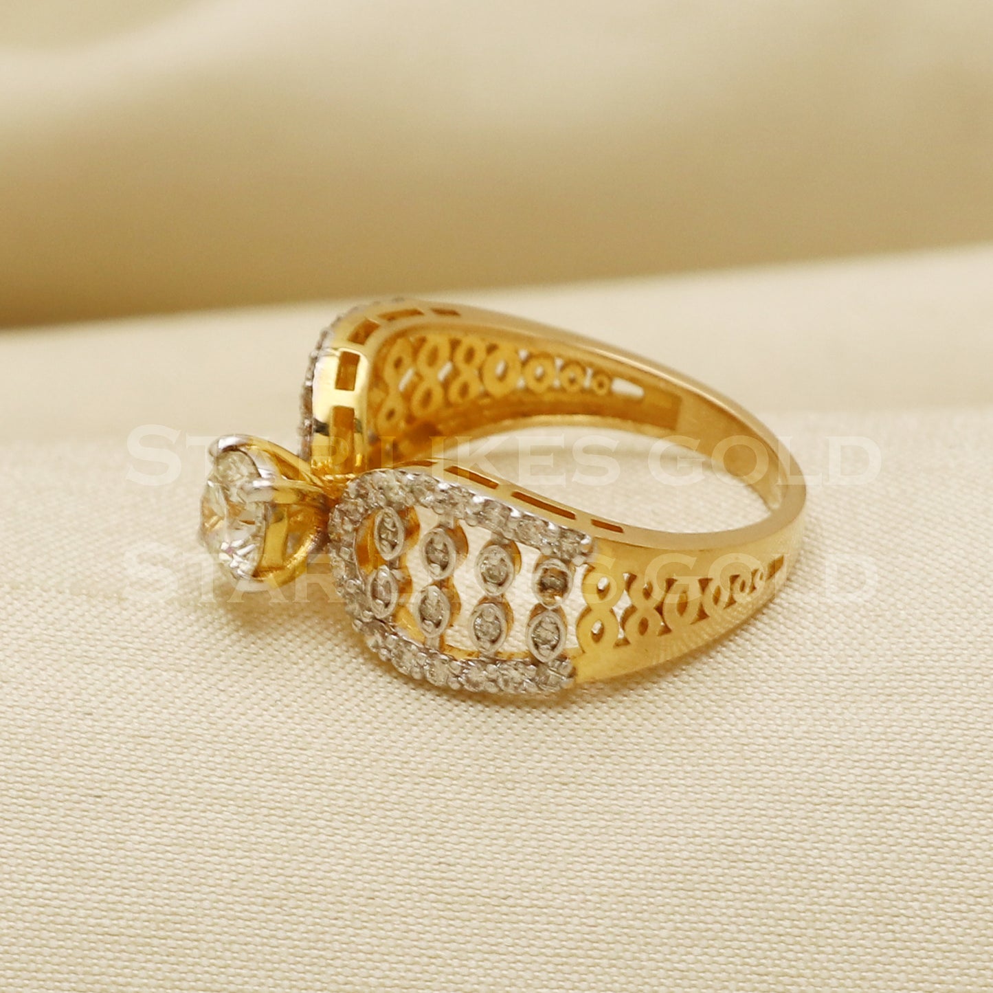Handmade Natural Diamond Ring from India,18K gold Wt 3.52g, Diamond 0.85cts, Ring Size US All, width 5/8.5mm, PR1028