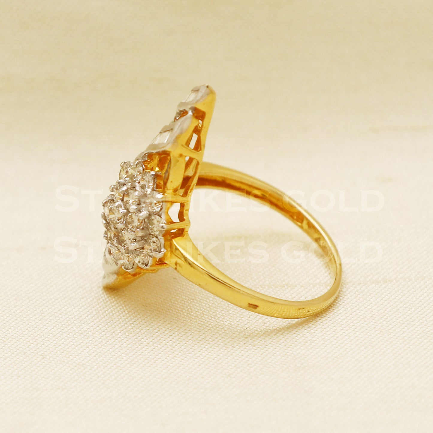 Handmade Natural Diamond Ring from India,14K gold Wt 3.61g, Diamond 1.25cts, Ring Size US All, width 2.5cm, PR1035