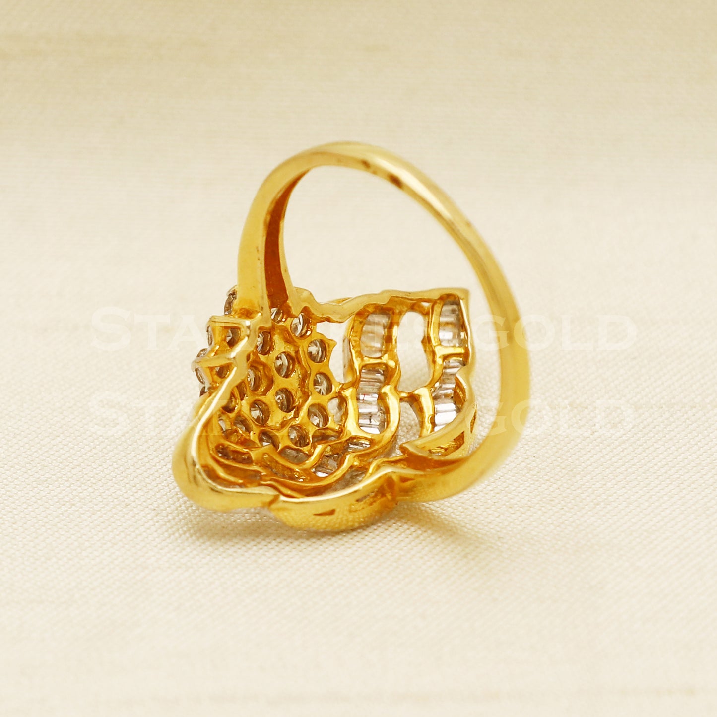 Handmade Natural Diamond Ring from India,14K gold Wt 3.61g, Diamond 1.25cts, Ring Size US All, width 2.5cm, PR1035