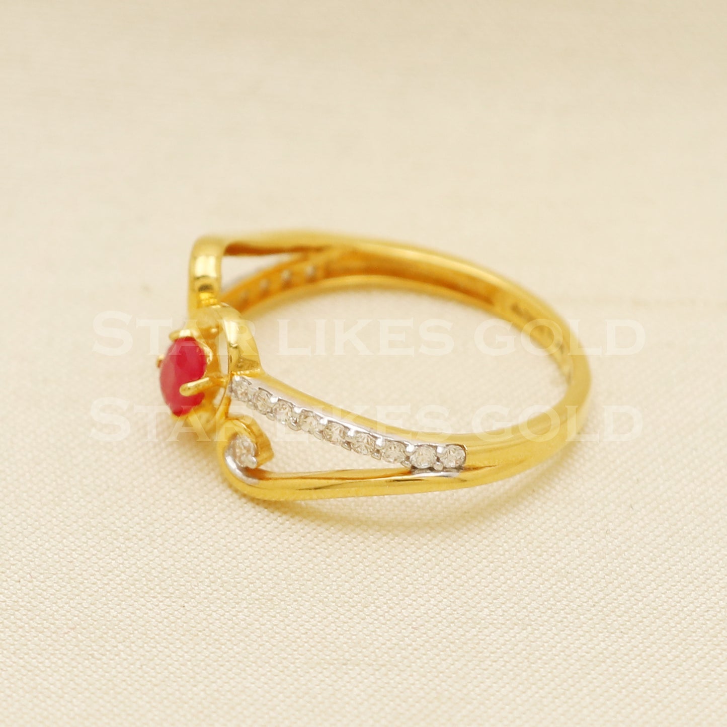 ruby and zircons 22 karat 22k Gold Ring Jewelry, PR1086