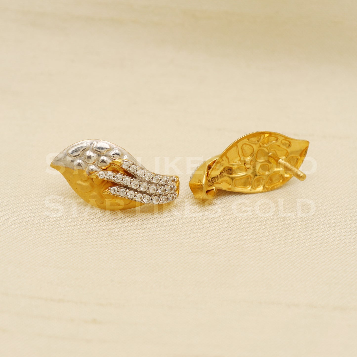 Zircons 22k 22 karat gold stud earrings jewelry, PR1101