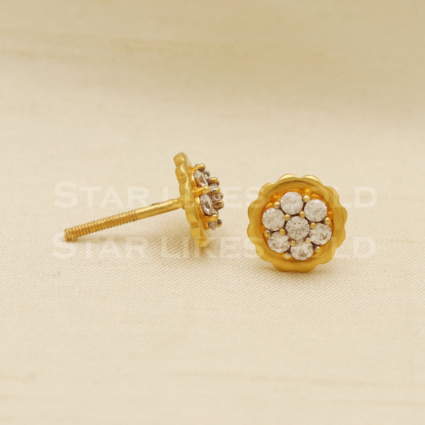 Zircons 22k 22 karat gold stud earrings jewelry, PR1102
