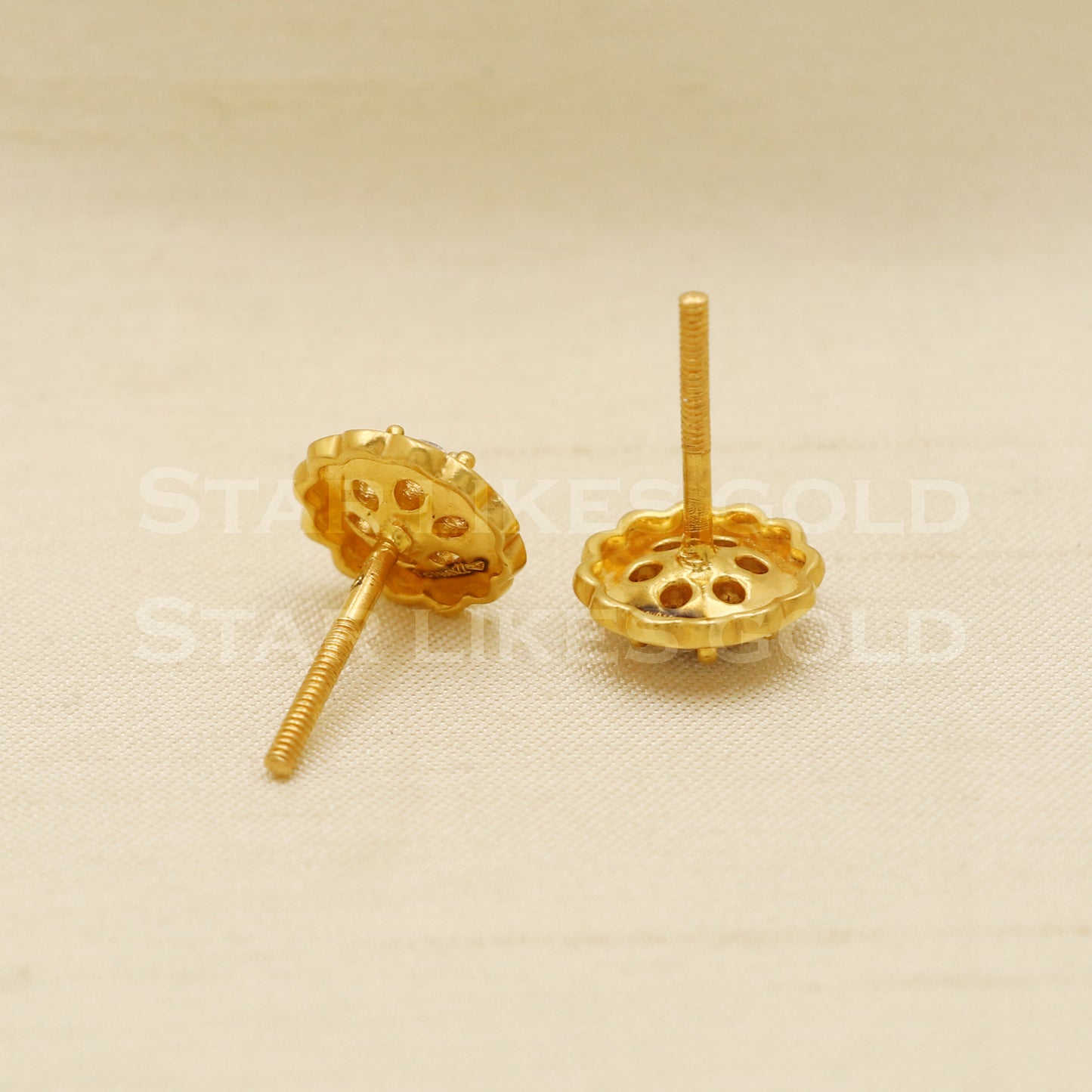 Zircons 22k 22 karat gold stud earrings jewelry, PR1102