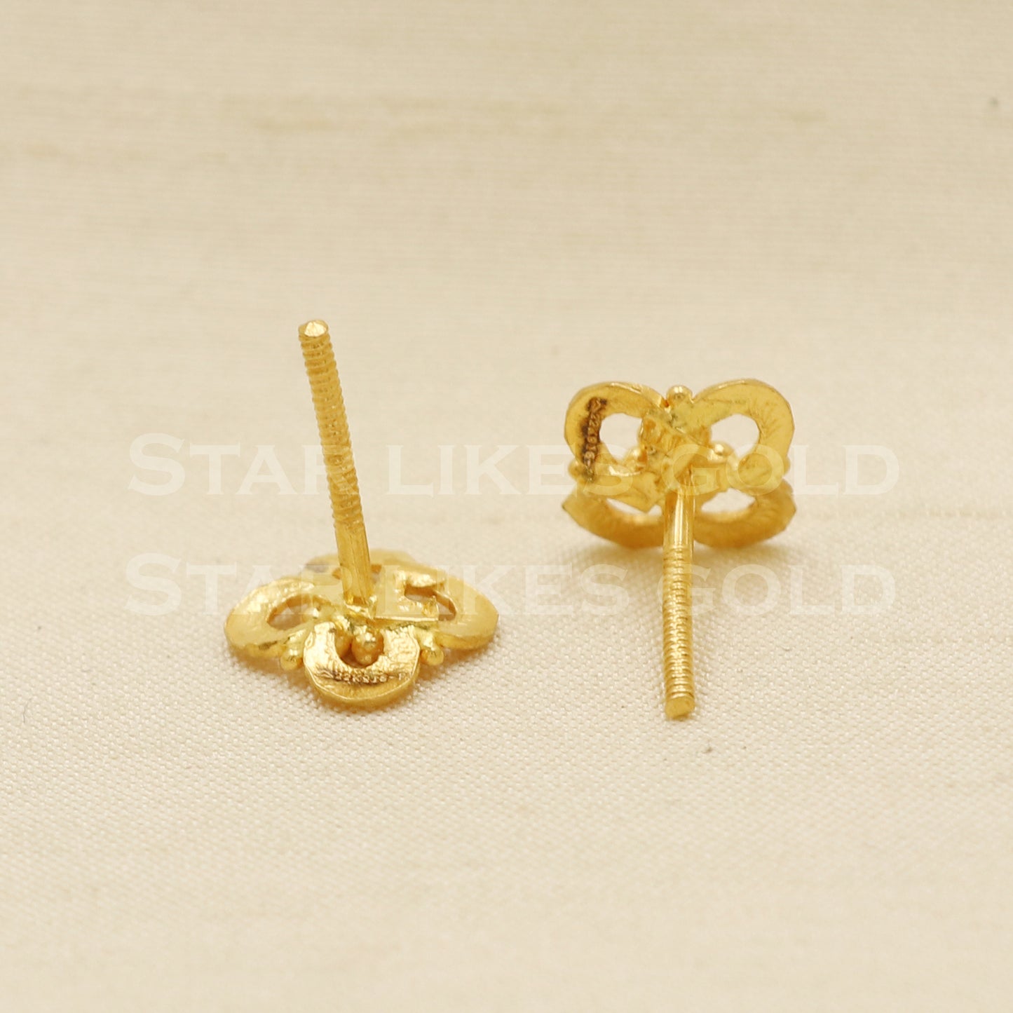 Lovely 22k 22 karat gold stud earrings jewelry, PR1128