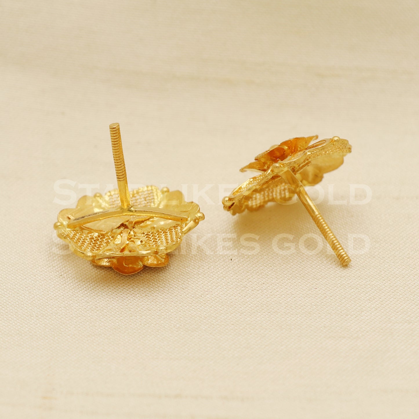 Stunning 22k 22 karat gold stud earrings jewelry, PR1141