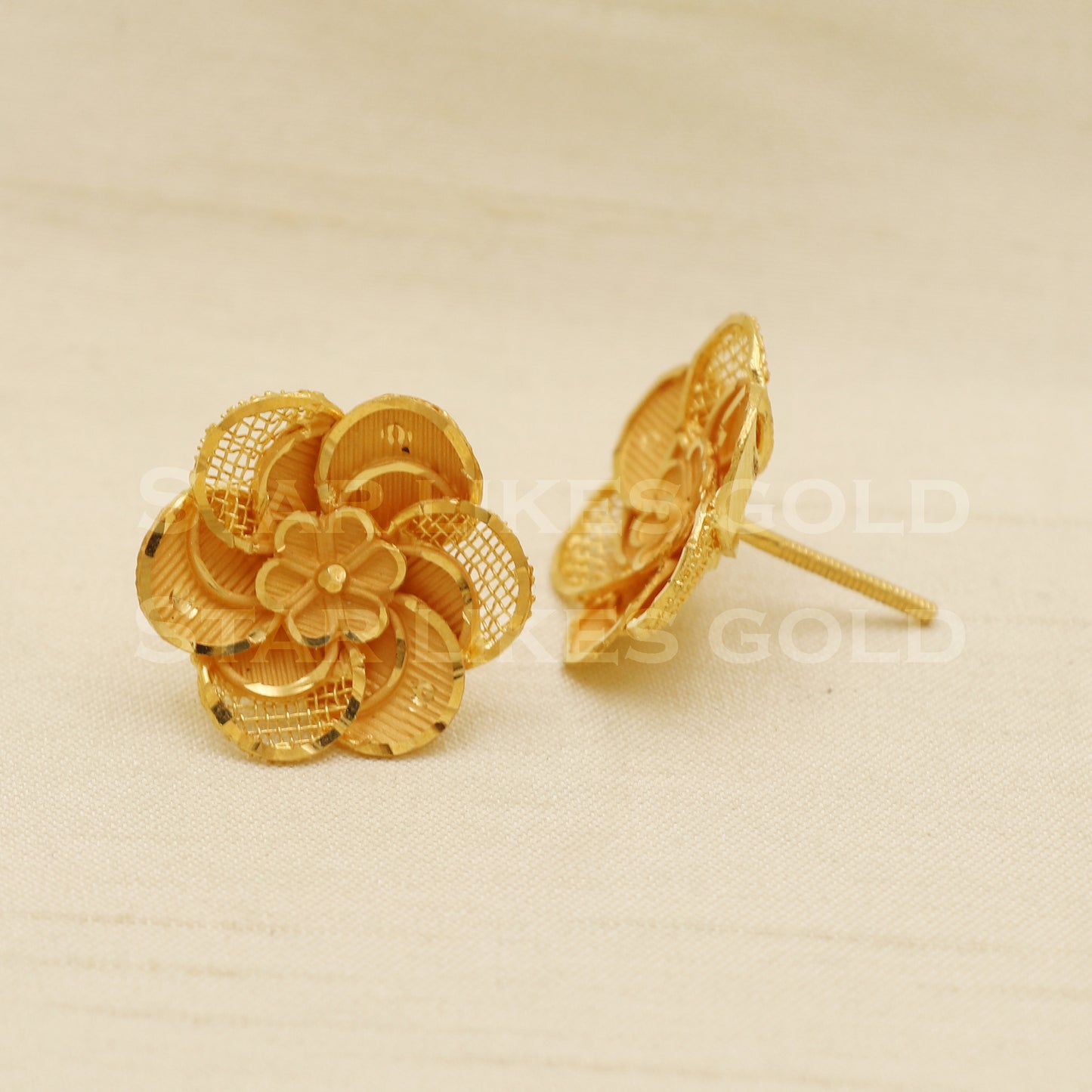 Stunning 22k 22 karat gold stud earrings jewelry, PR1142