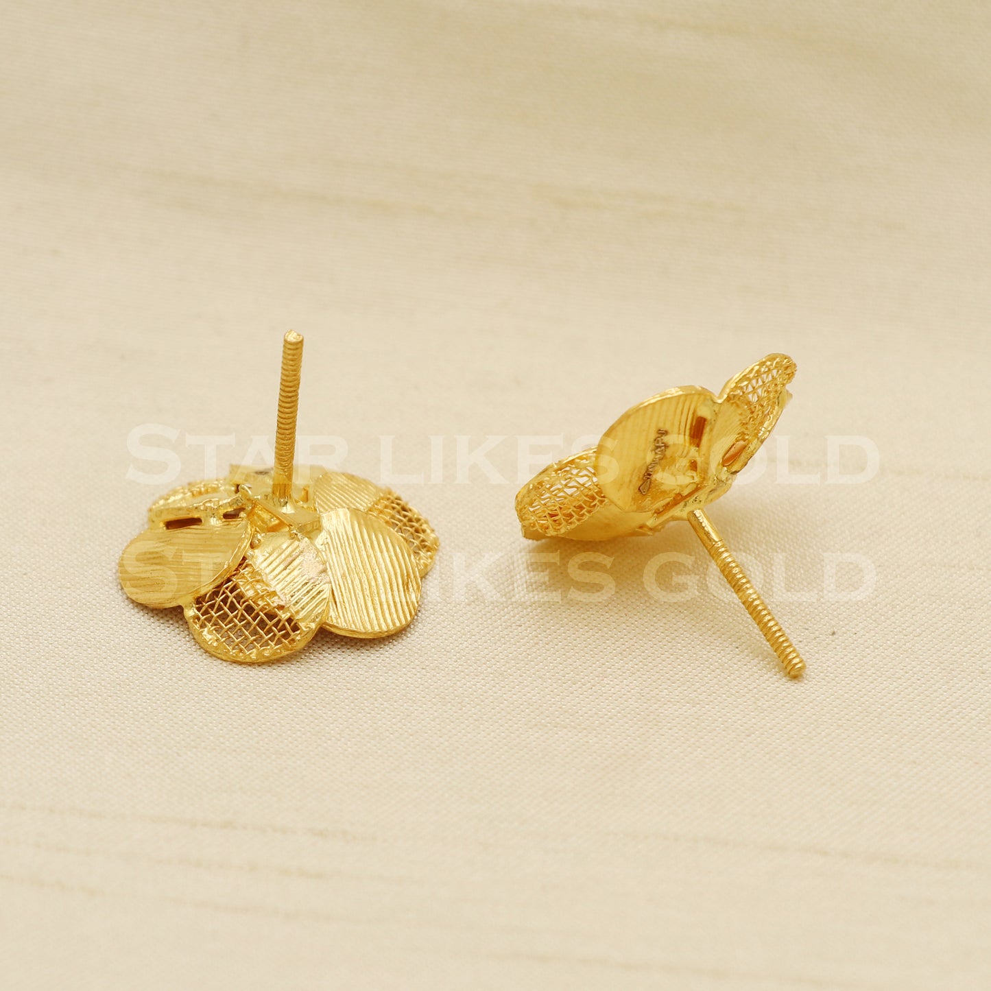 Stunning 22k 22 karat gold stud earrings jewelry, PR1142