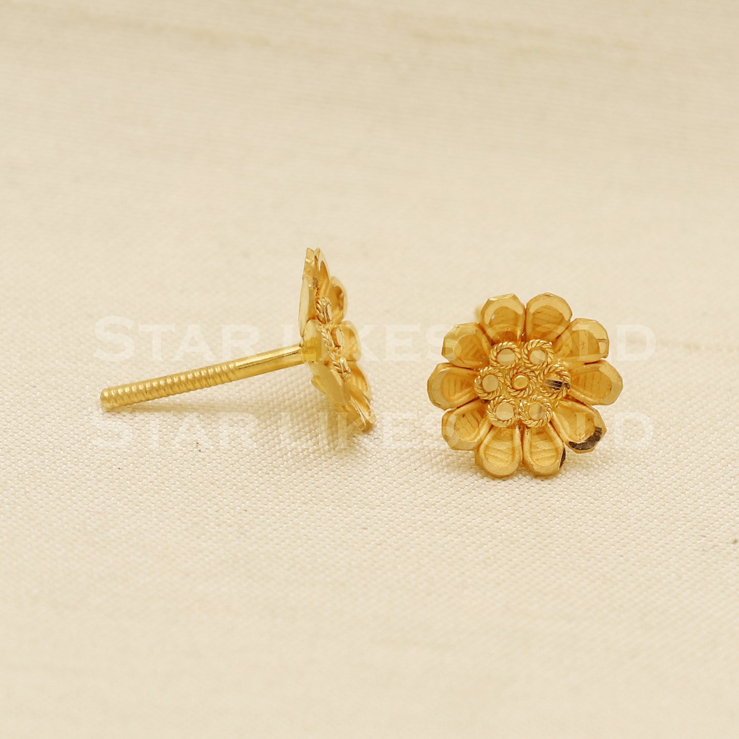 Stunning 22k 22 karat gold stud earrings jewelry, PR1144