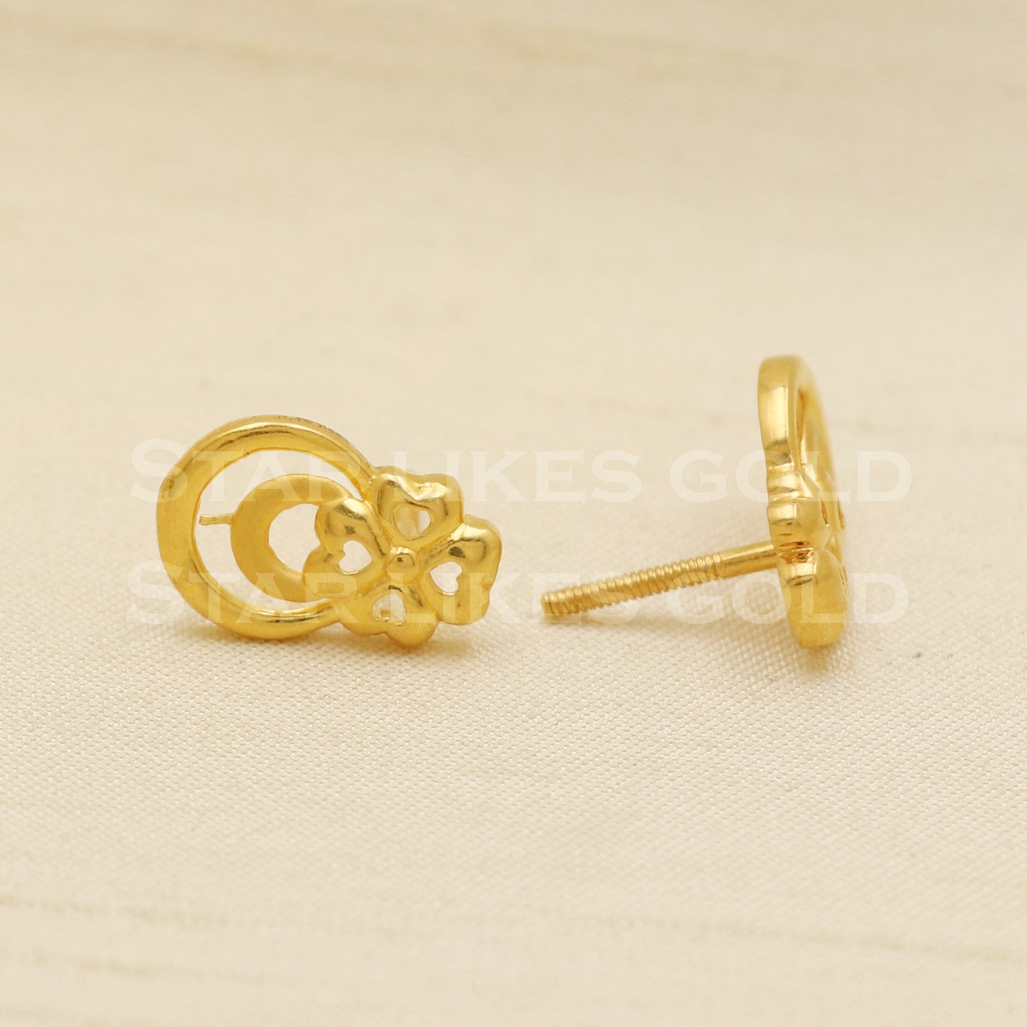 Stunning 22k 22 karat gold stud earrings jewelry, PR1145
