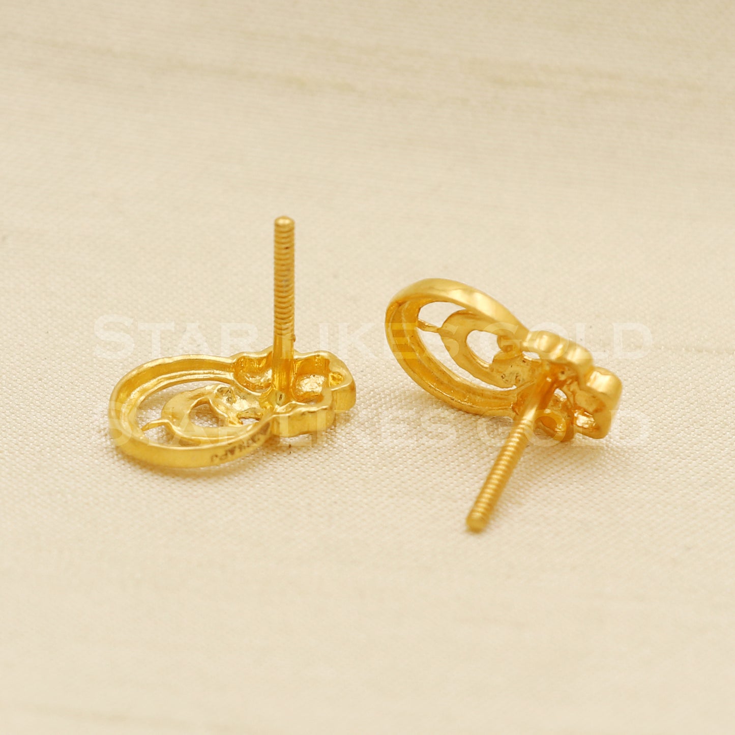 Stunning 22k 22 karat gold stud earrings jewelry, PR1145