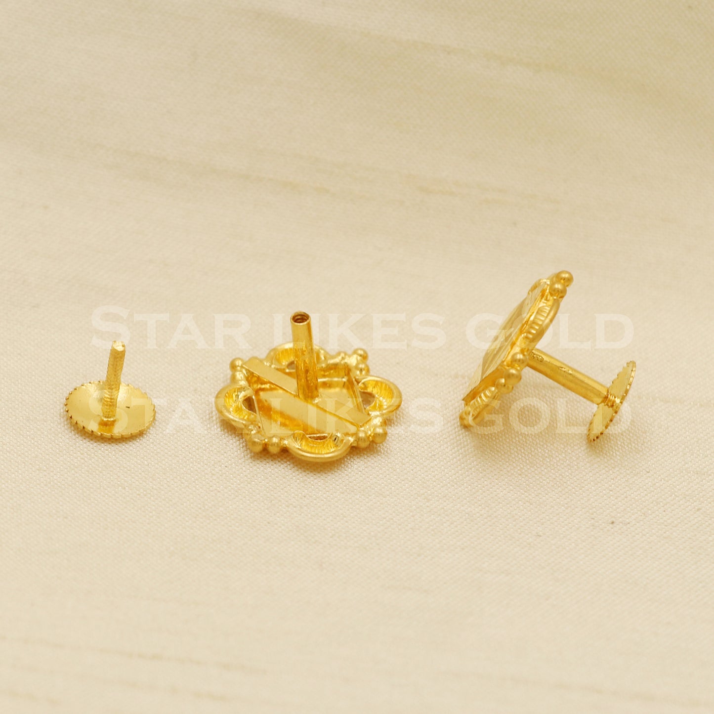 Stunning 22k 22 karat gold stud earrings jewelry, PR1146