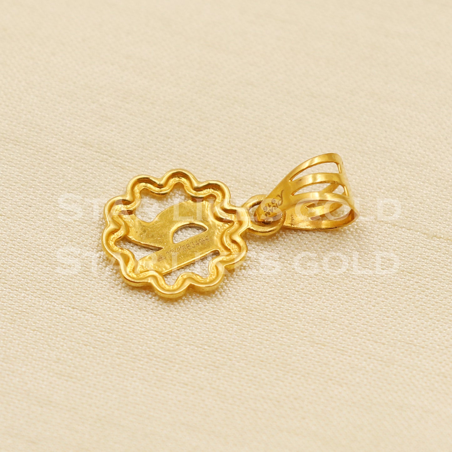 R Name Initials 22k Yellow Gold Handmade Pendant Jewelry, PR1162