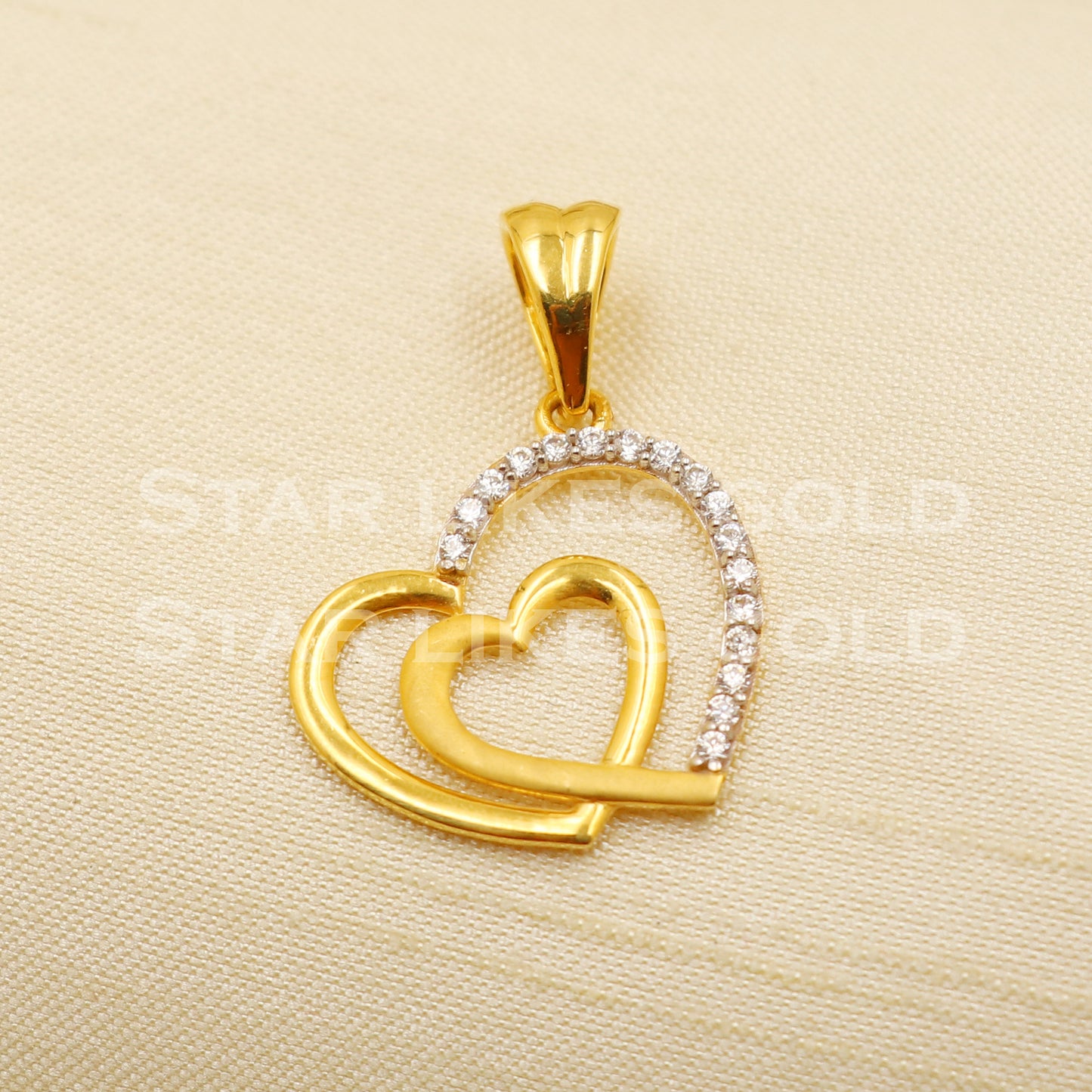 heart 18k Yellow Gold Handmade Pendant Jewelry, PR1169
