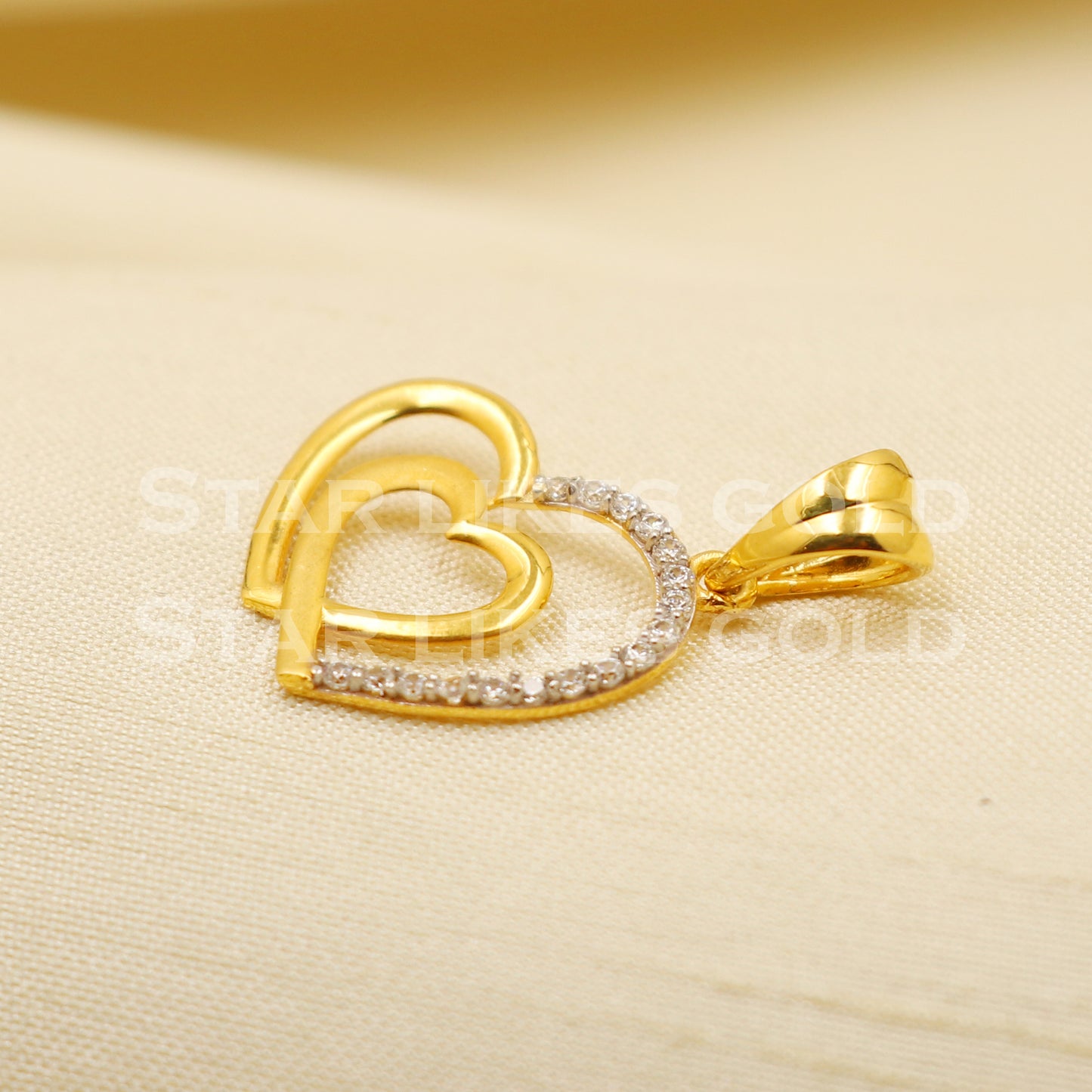 heart 18k Yellow Gold Handmade Pendant Jewelry, PR1169