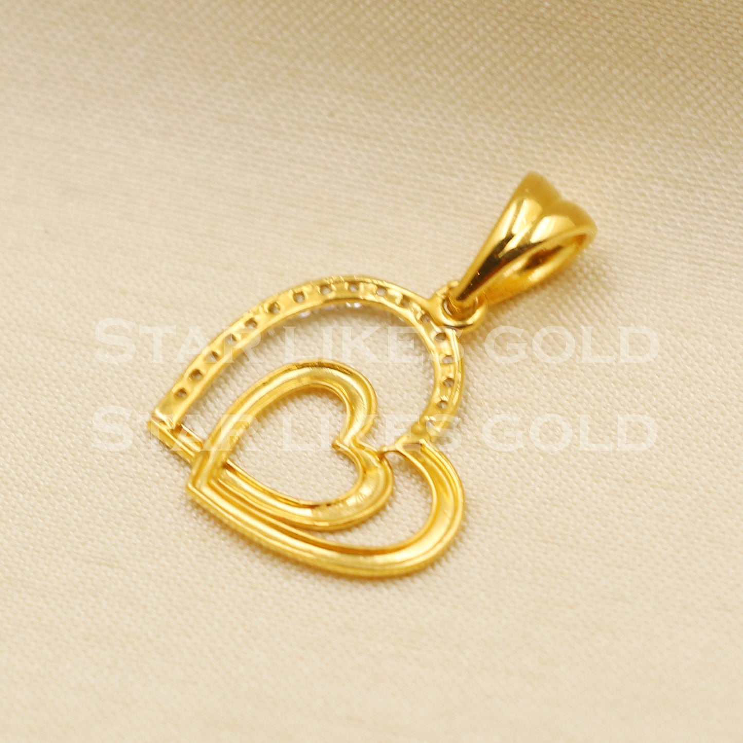 heart 18k Yellow Gold Handmade Pendant Jewelry, PR1169