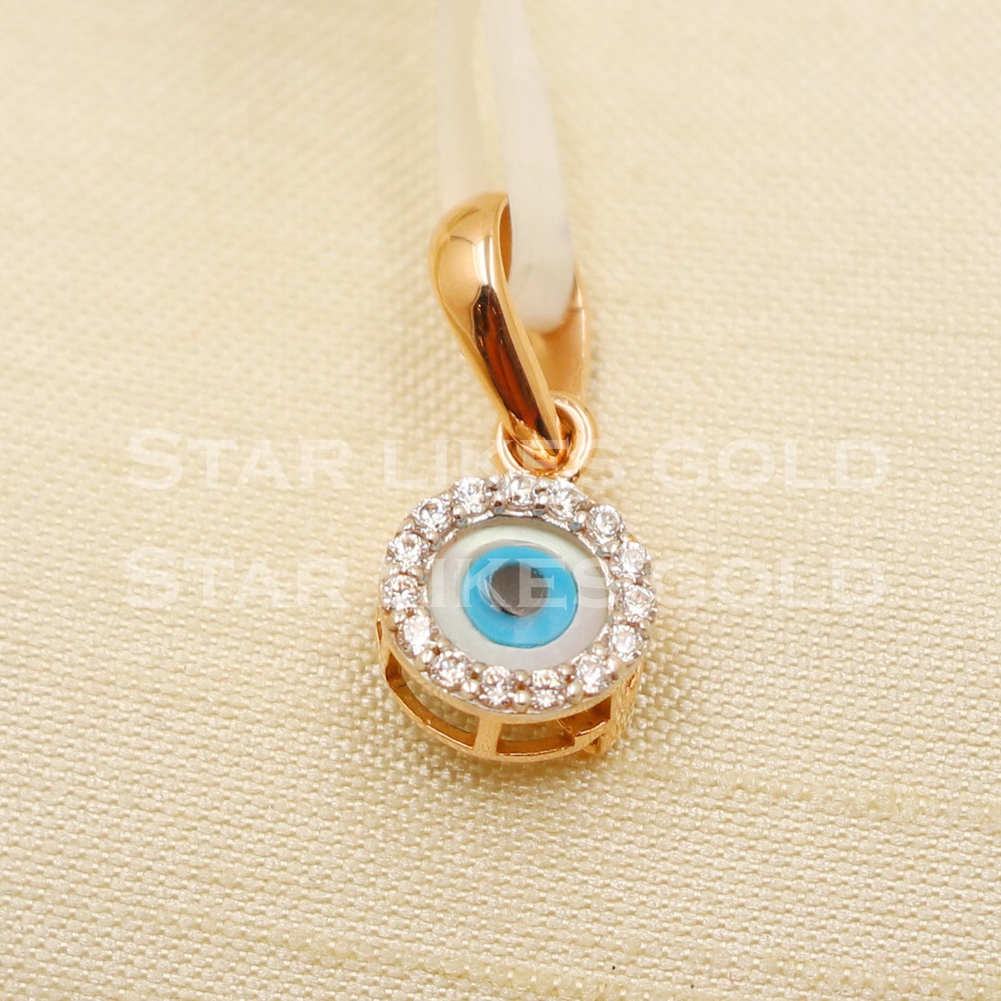 blue evil eye 18k Yellow Gold Handmade Pendant Jewelry, PR1170