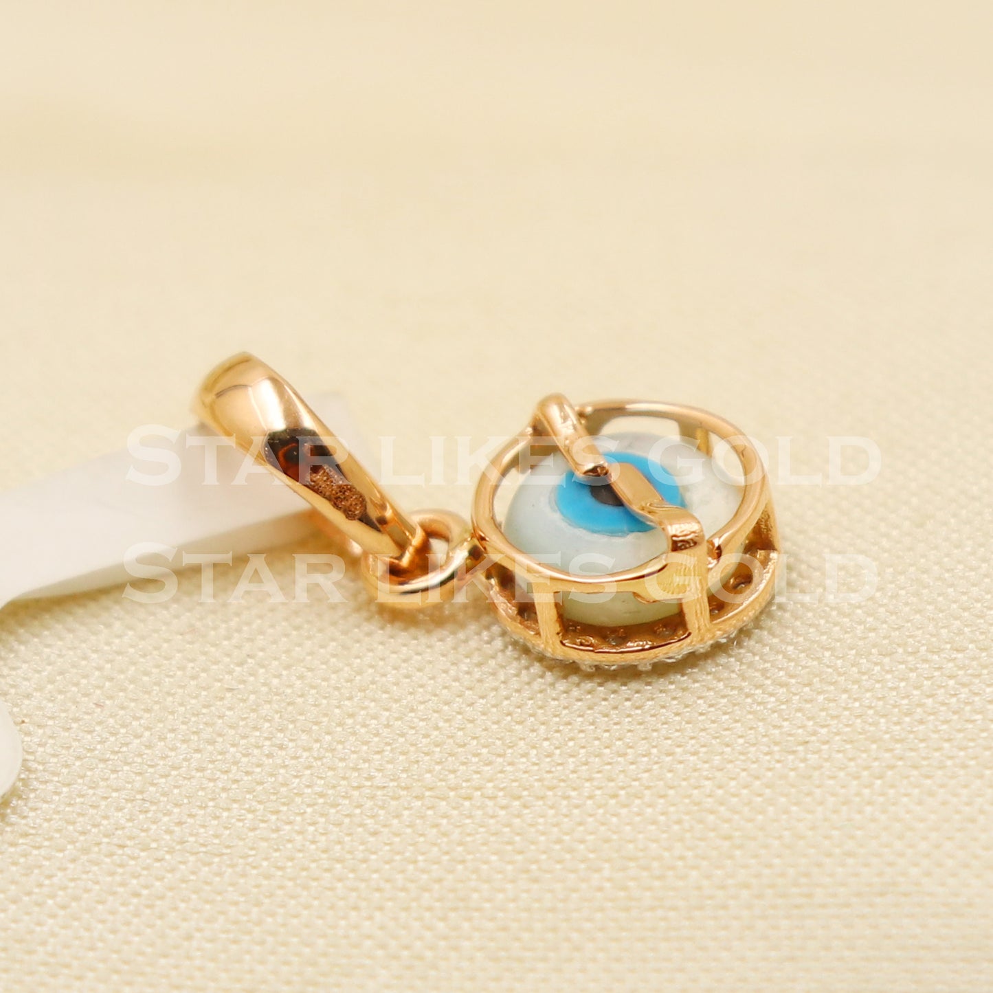 blue evil eye 18k Yellow Gold Handmade Pendant Jewelry, PR1170