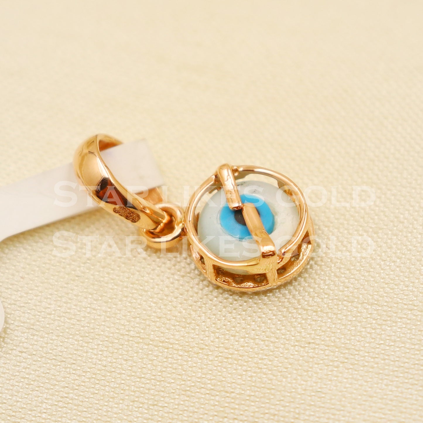 blue evil eye 18k Yellow Gold Handmade Pendant Jewelry, PR1170
