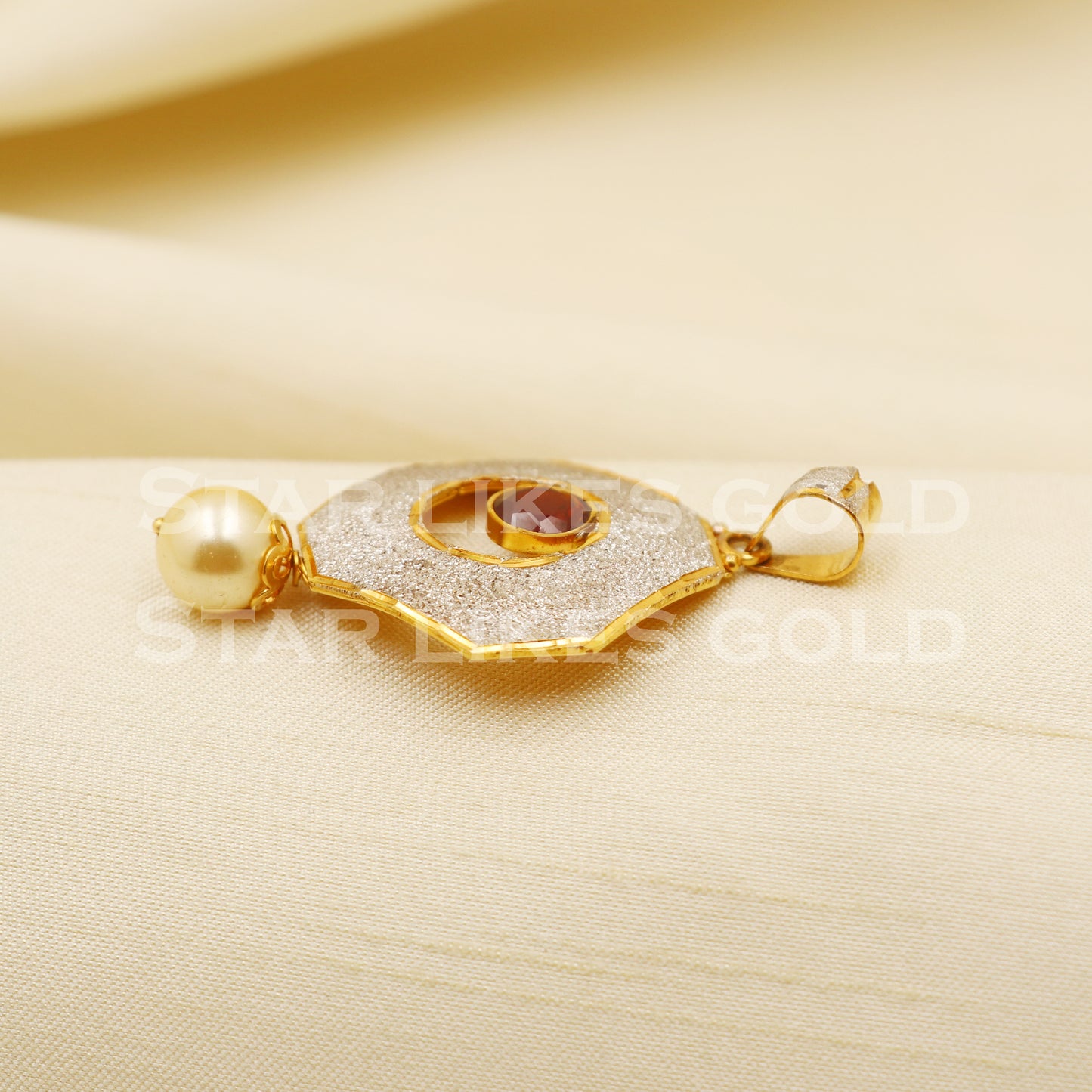 Zircon 22k Yellow Gold Handmade Pendant Jewelry, PR1174