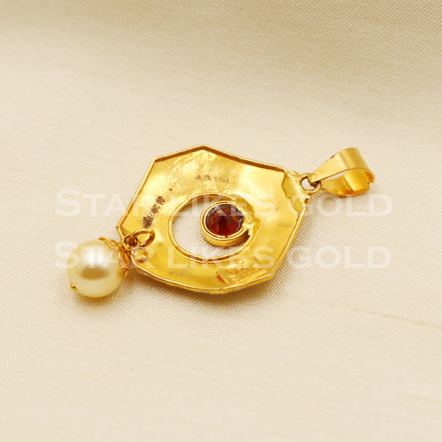 Zircon 22k Yellow Gold Handmade Pendant Jewelry, PR1174