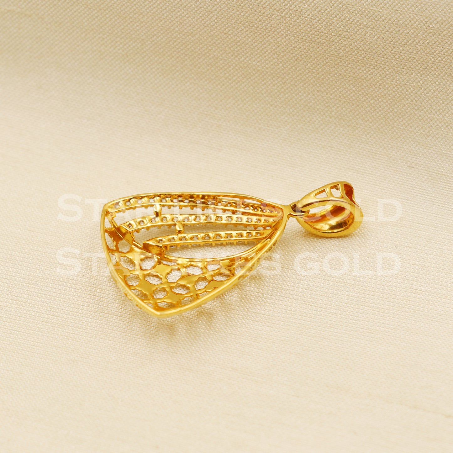 Zircon 22k Yellow Gold Handmade Pendant Jewelry, PR1176