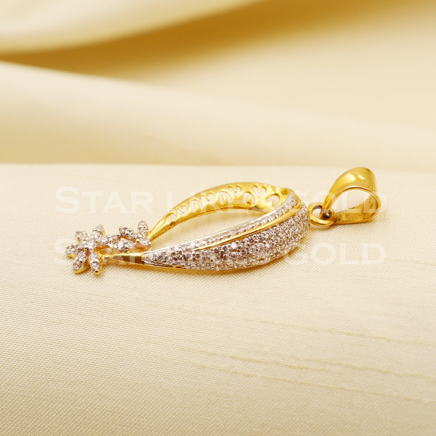 Zircon 22k Yellow Gold Handmade Pendant Jewelry, PR1177