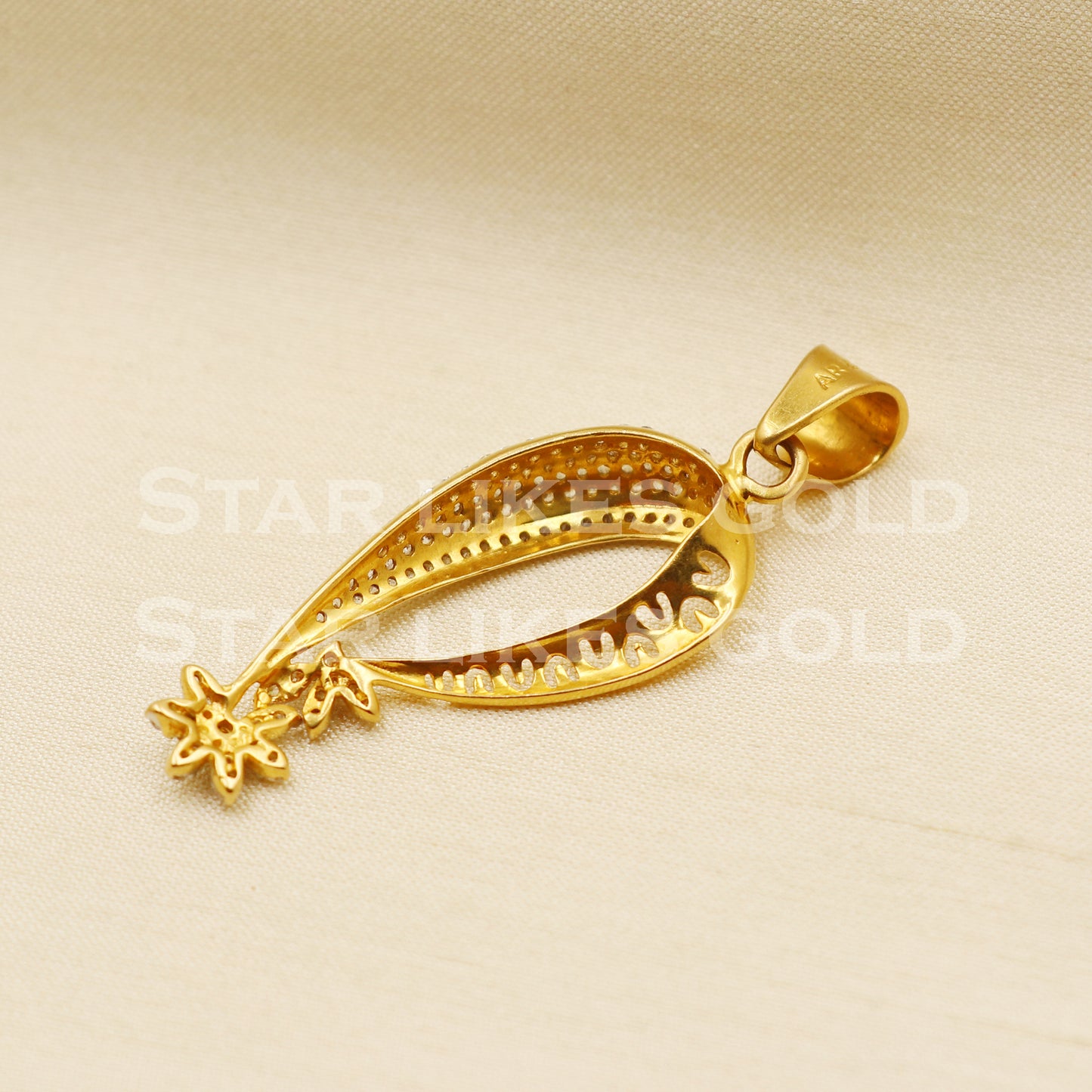 Zircon 22k Yellow Gold Handmade Pendant Jewelry, PR1177