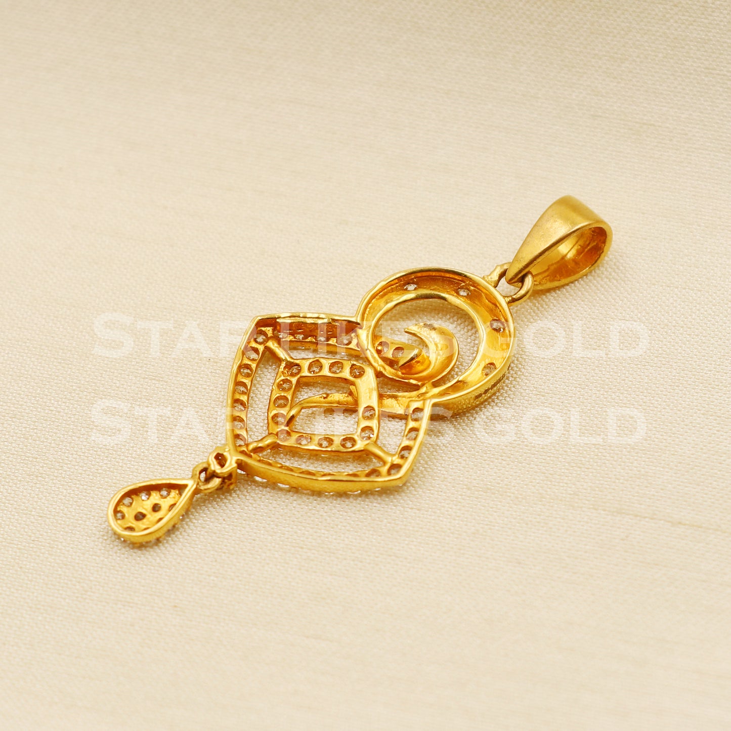 Zircon 22k Yellow Gold Handmade Pendant Jewelry, PR1179