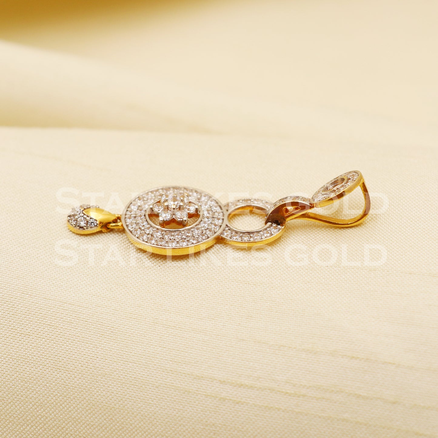 Zircon 22k Yellow Gold Handmade Pendant Jewelry, PR1180