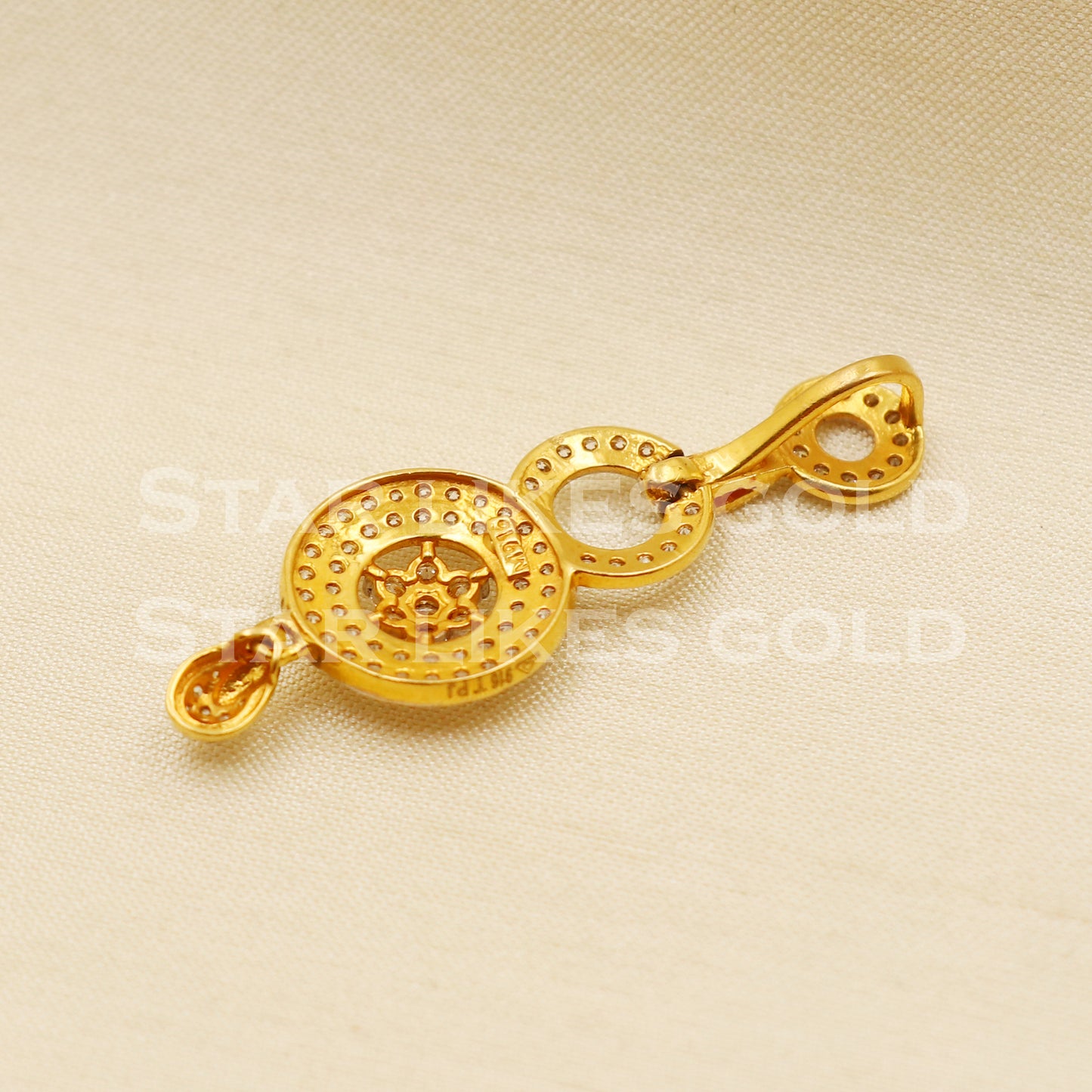 Zircon 22k Yellow Gold Handmade Pendant Jewelry, PR1180