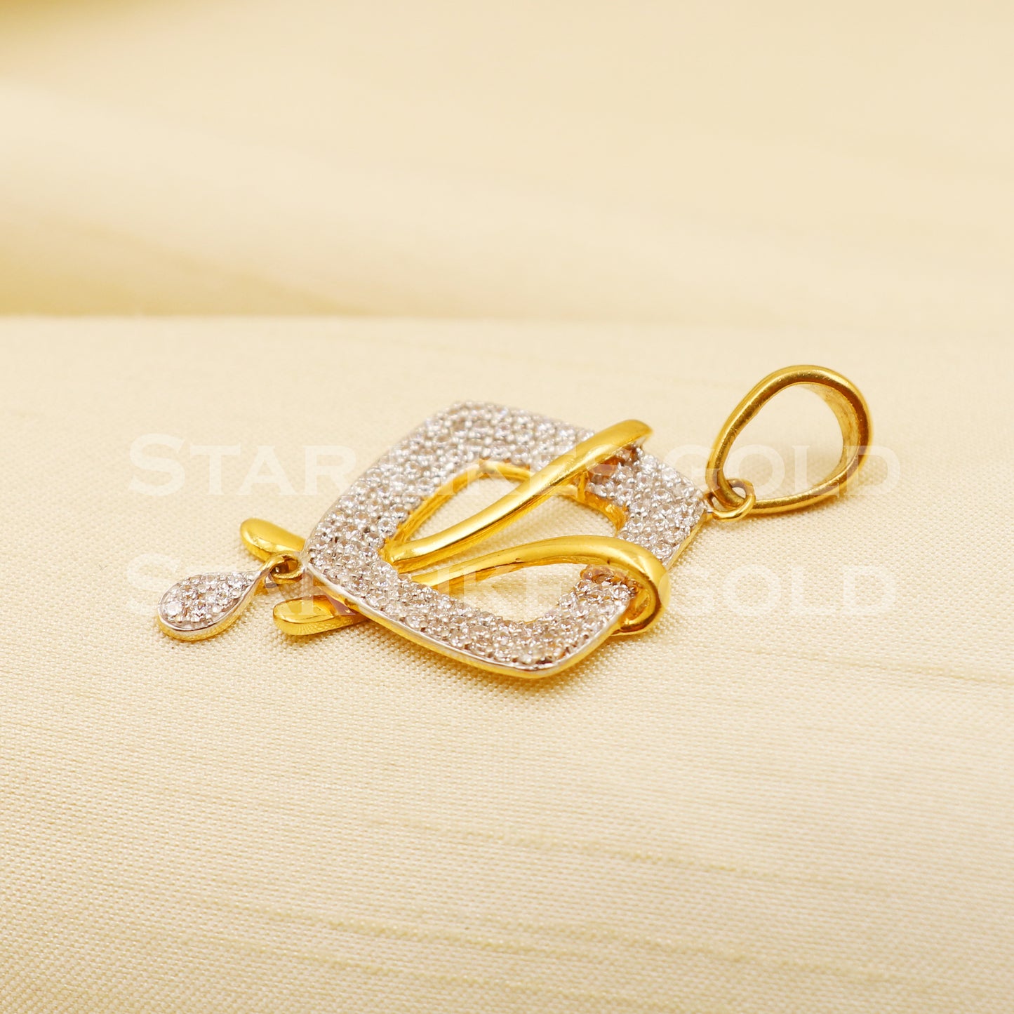 Zircon 22k Yellow Gold Handmade Pendant Jewelry, PR1181