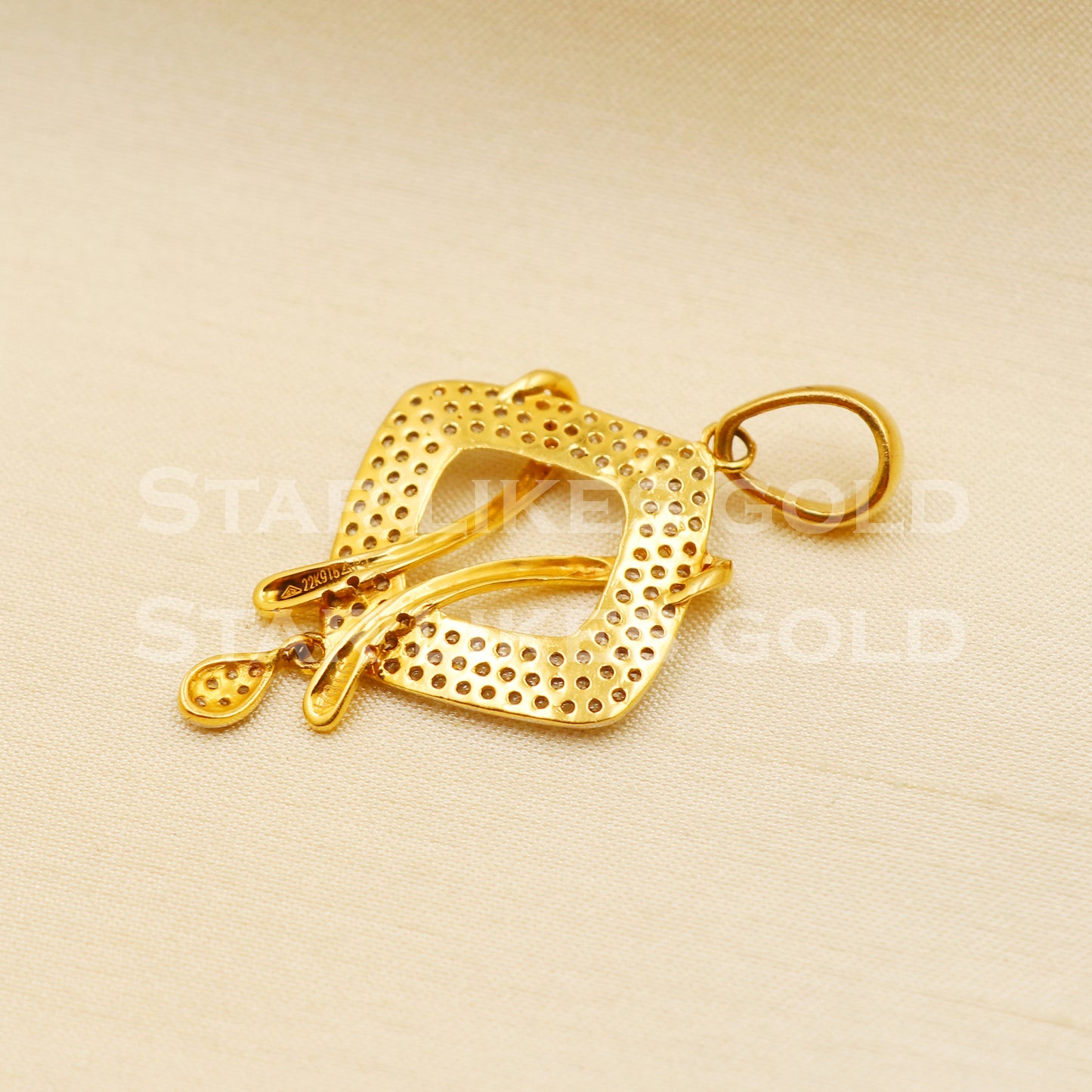 Zircon 22k Yellow Gold Handmade Pendant Jewelry, PR1181