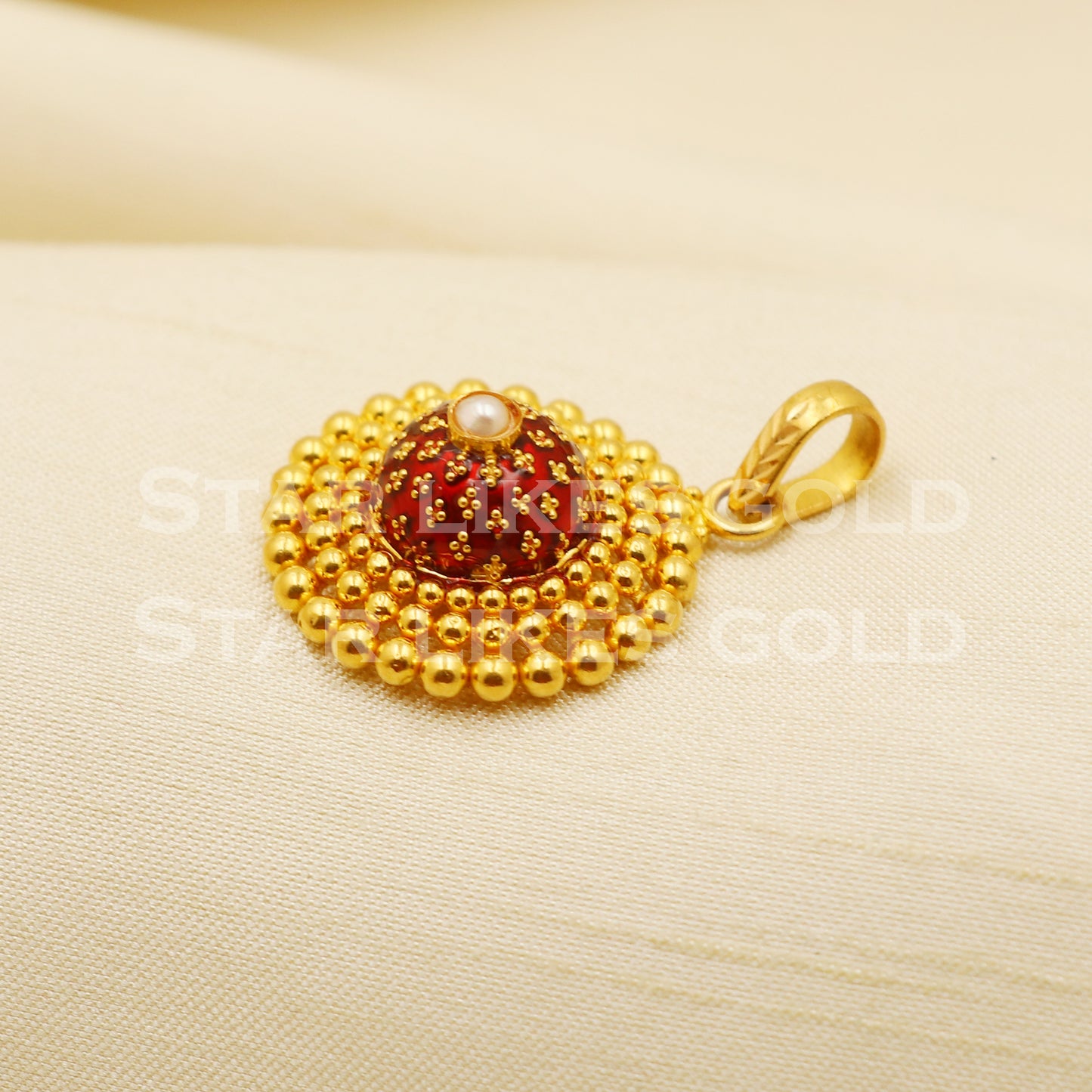 Pearl 22k Yellow Gold Handmade Pendant Jewelry, PR1182