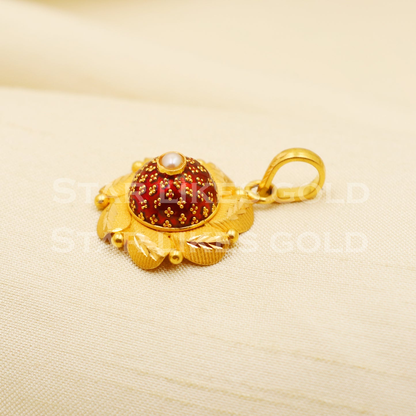 Pearl 22k Yellow Gold Handmade Pendant Jewelry, PR1183